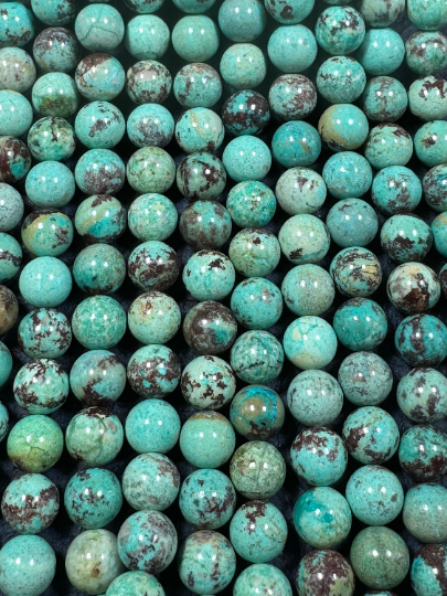 AAA Genuine Natural Turquoise Gemstone Bead, Round Turquoise Beads, Excellent Quality 100% Natural Turquoise 15.5" Strand