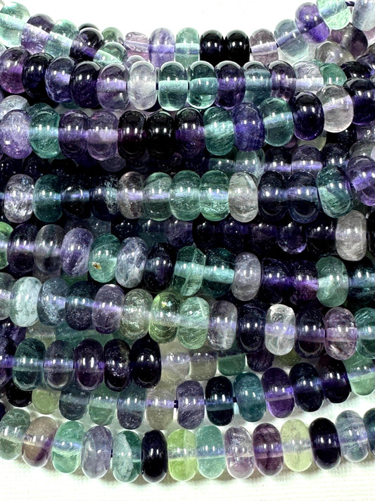 AAA Natural fluorite gemstone bead. Roundell  shape .Gorgeous Natural purple green color. excellent quality. full strand 15.5”