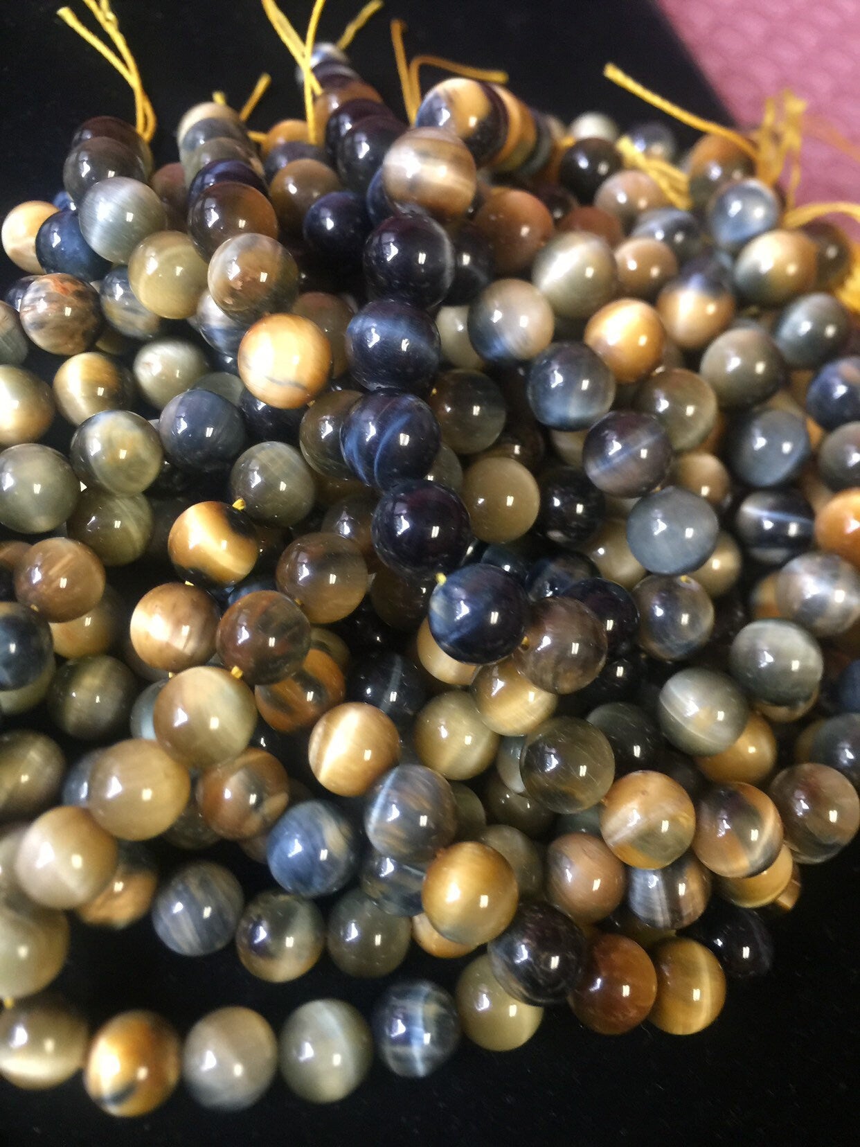 Natural HONEY BLUE tiger eye beads . Golden blue color multi color tiger eye beads 4mm 6mm 8mm 10mm 12mm round bead . Bead strand 15.5