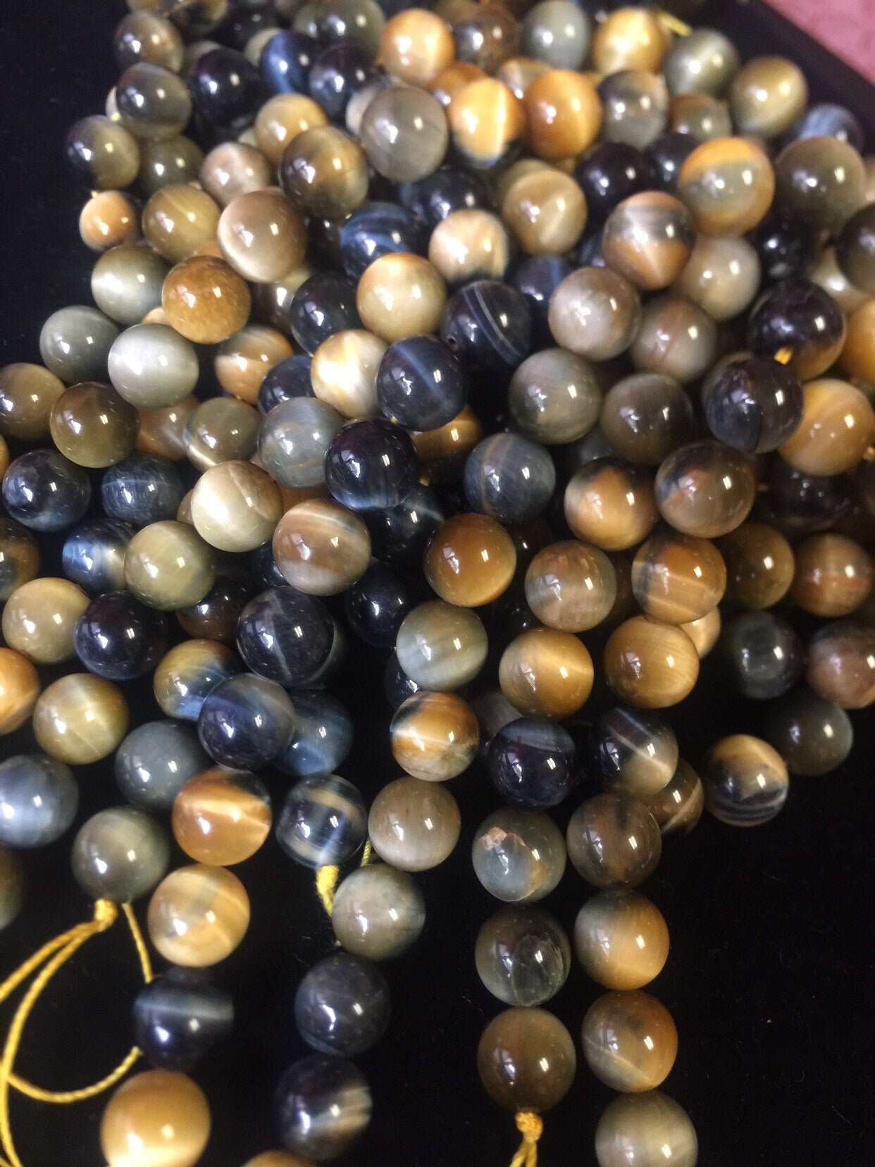 Natural HONEY BLUE tiger eye beads . Golden blue color multi color tiger eye beads 4mm 6mm 8mm 10mm 12mm round bead . Bead strand 15.5