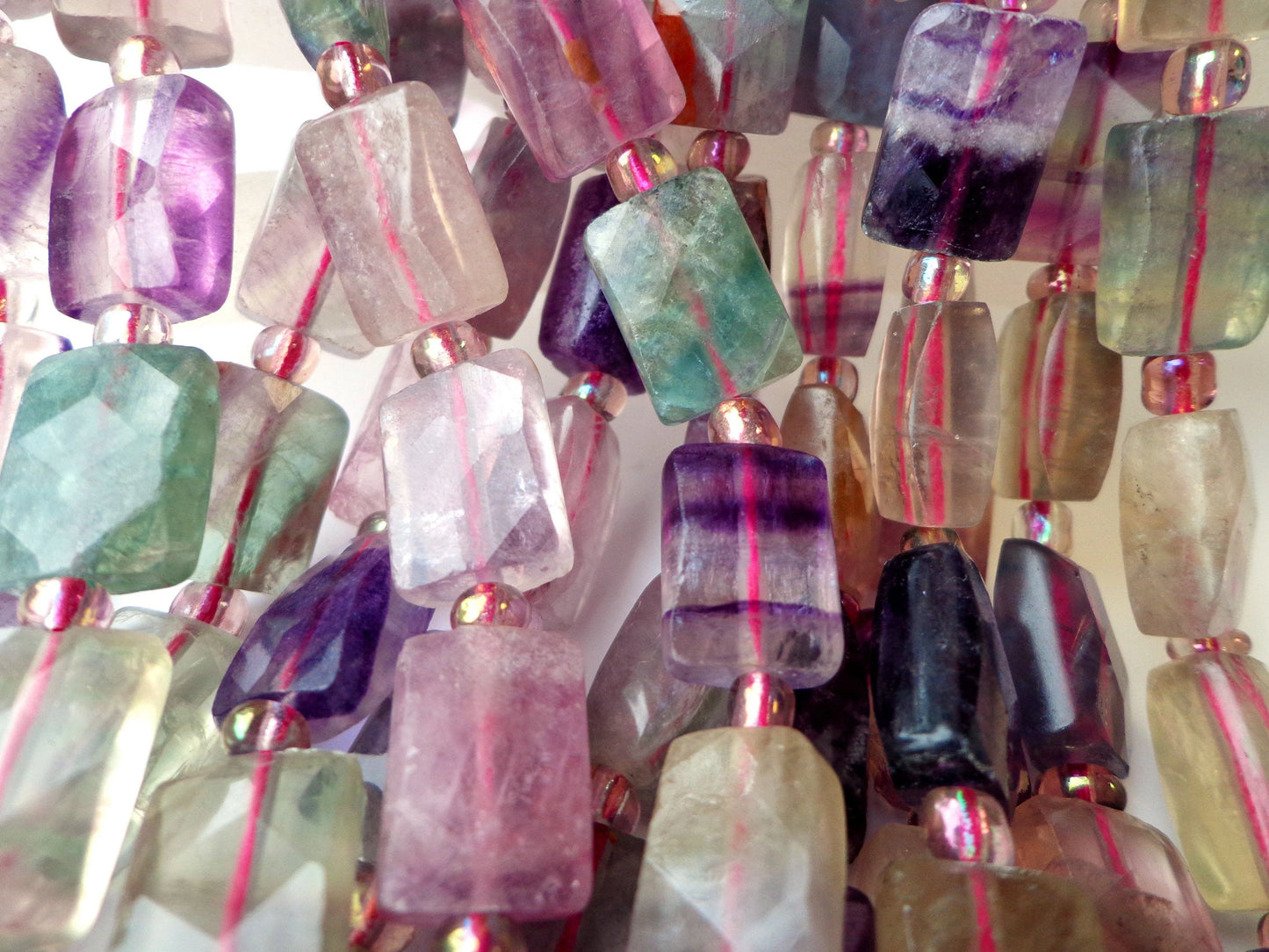 AAA Natural Fluorite Gemstone Beads, 14x9mm Faceted Rectangle Shape Beads, Beautiful Purple Beads, Great Quality Bead! Full length 15.5"