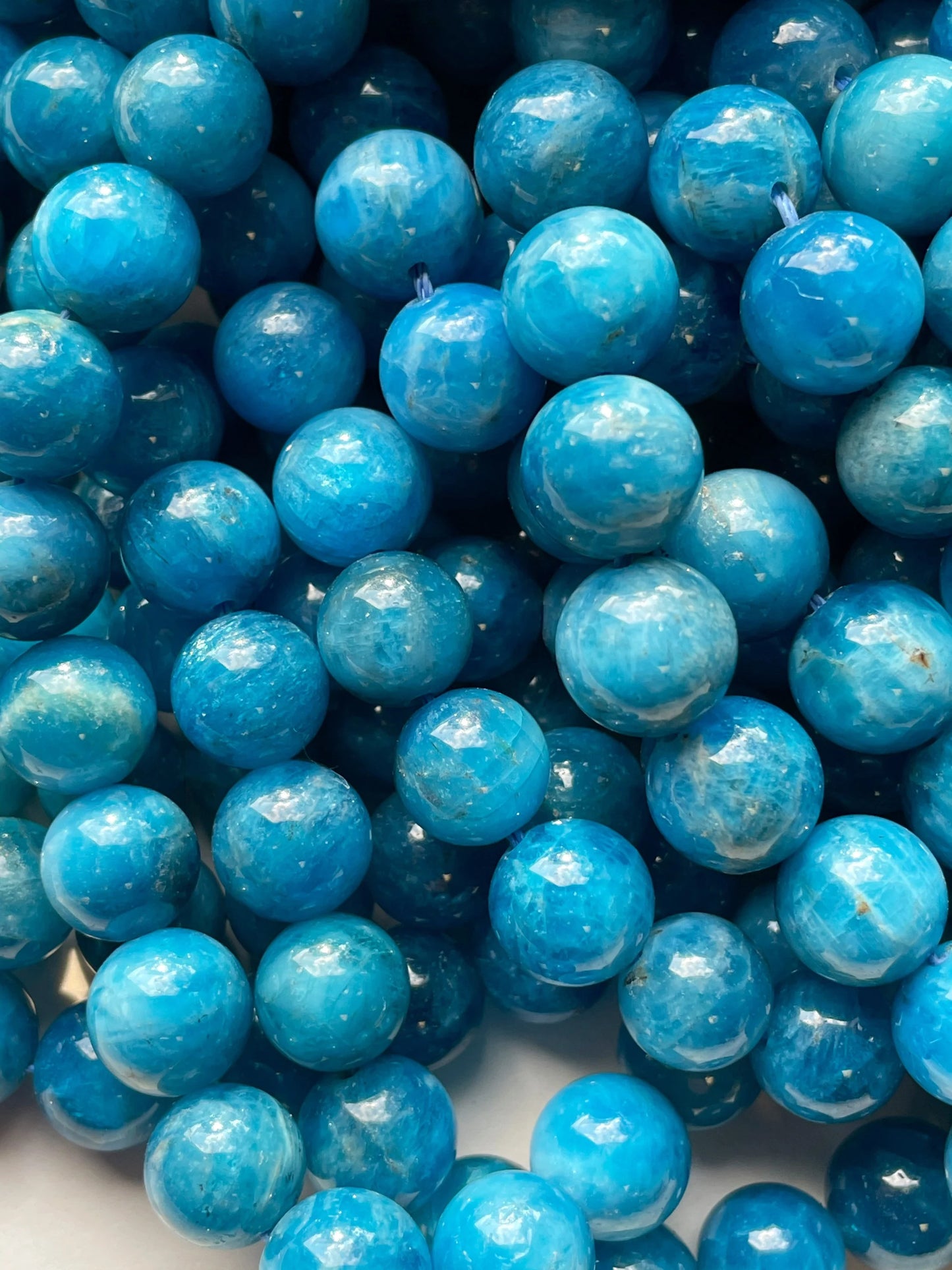 AAA Natural apatite stone bead. 6mm 8mm 10mm 12mm smooth round bead . Beautiful natural blue color gemstone Great quality apattite bead 15.5”