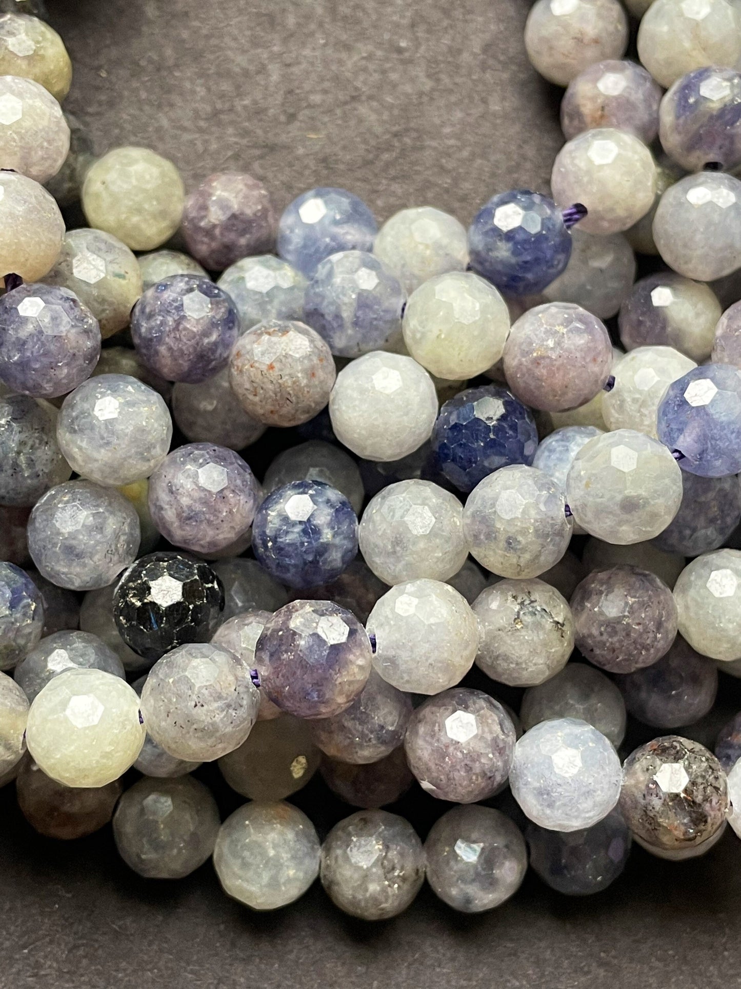 Natural tanzanite stone bead. Faceted 6mm round bead . Gorgeous natural purple gray color tanzanite gemstone bead .full strand 15.5”