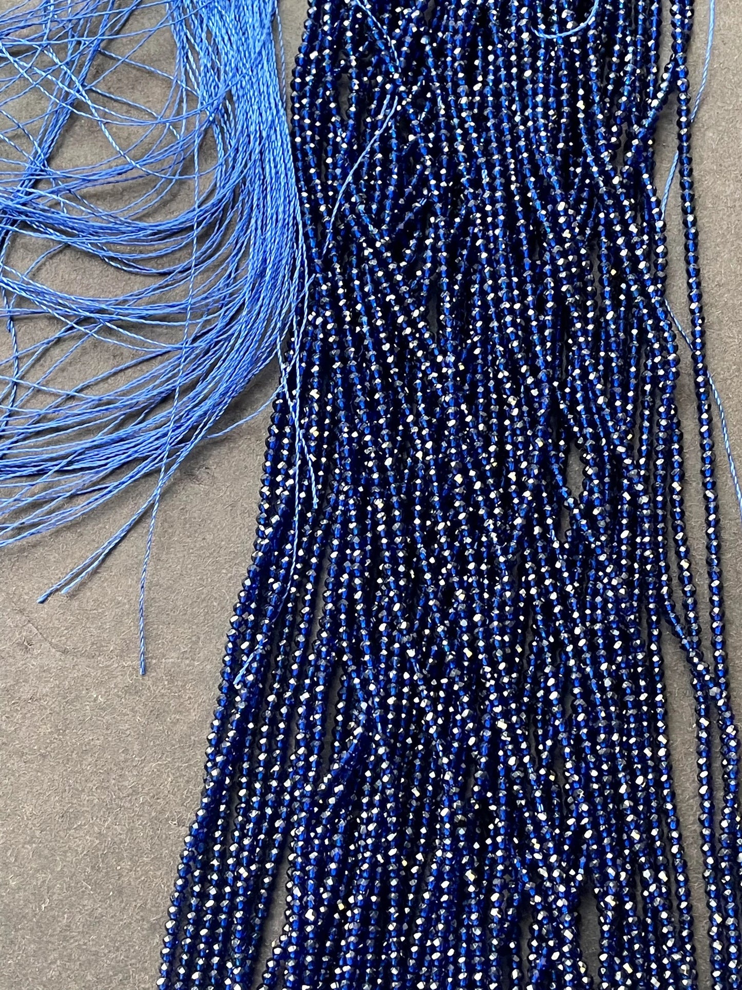 Beautiful Crystal Glass Beads. 2mm faceted Round bead. Real nice quality beautiful royal blue color crystal bead. Full strand.