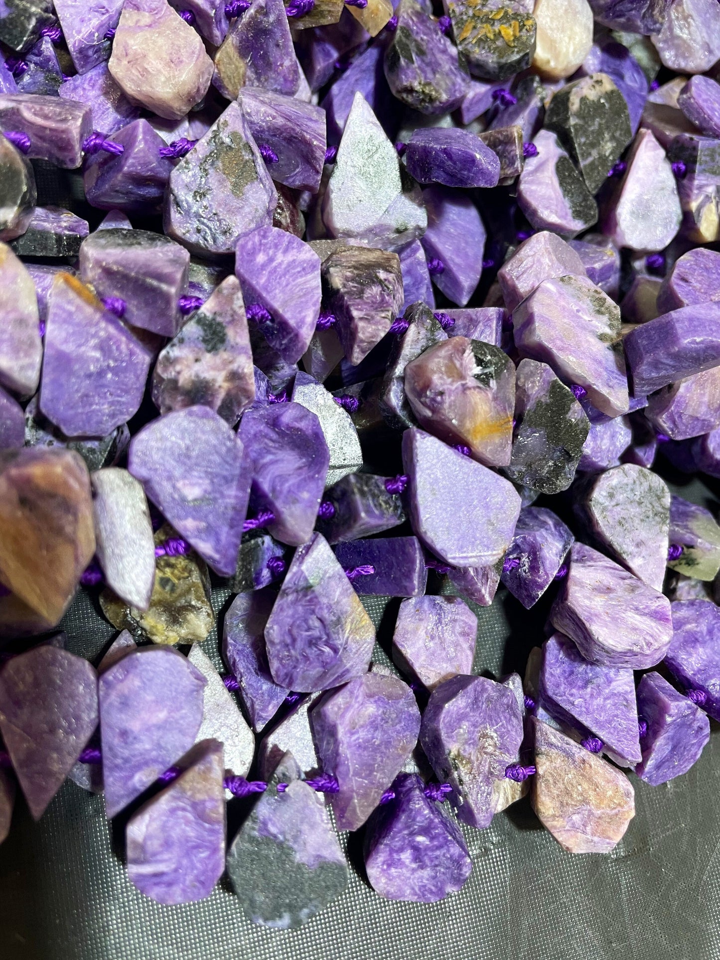 AAA Natural Charoite stone bead. 10x16mm teardrop Shape. Beautiful natural purple color Charoite gemstone bead. Full strand 15.5”