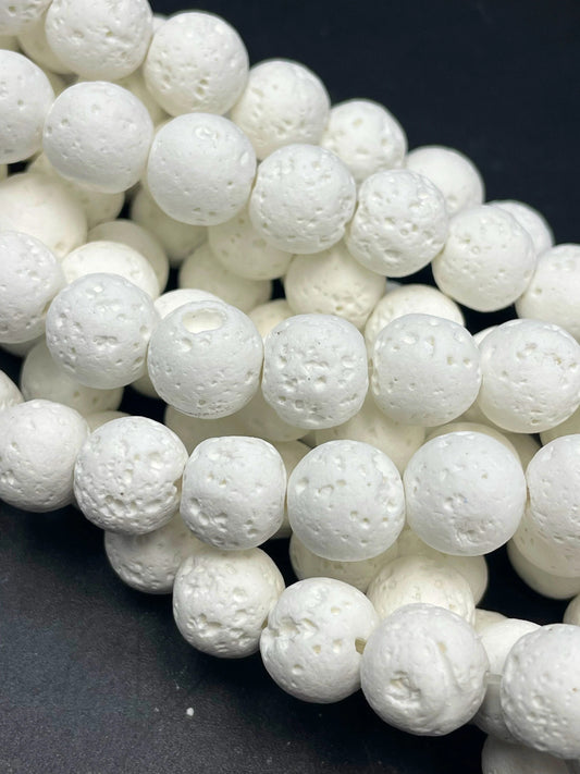 AAA Natural lava rock stone bead. 4mm 6mm 8mm 10mm 12mm round bead. Beautiful natural white color lava rock bead. Full strand length 15.5”