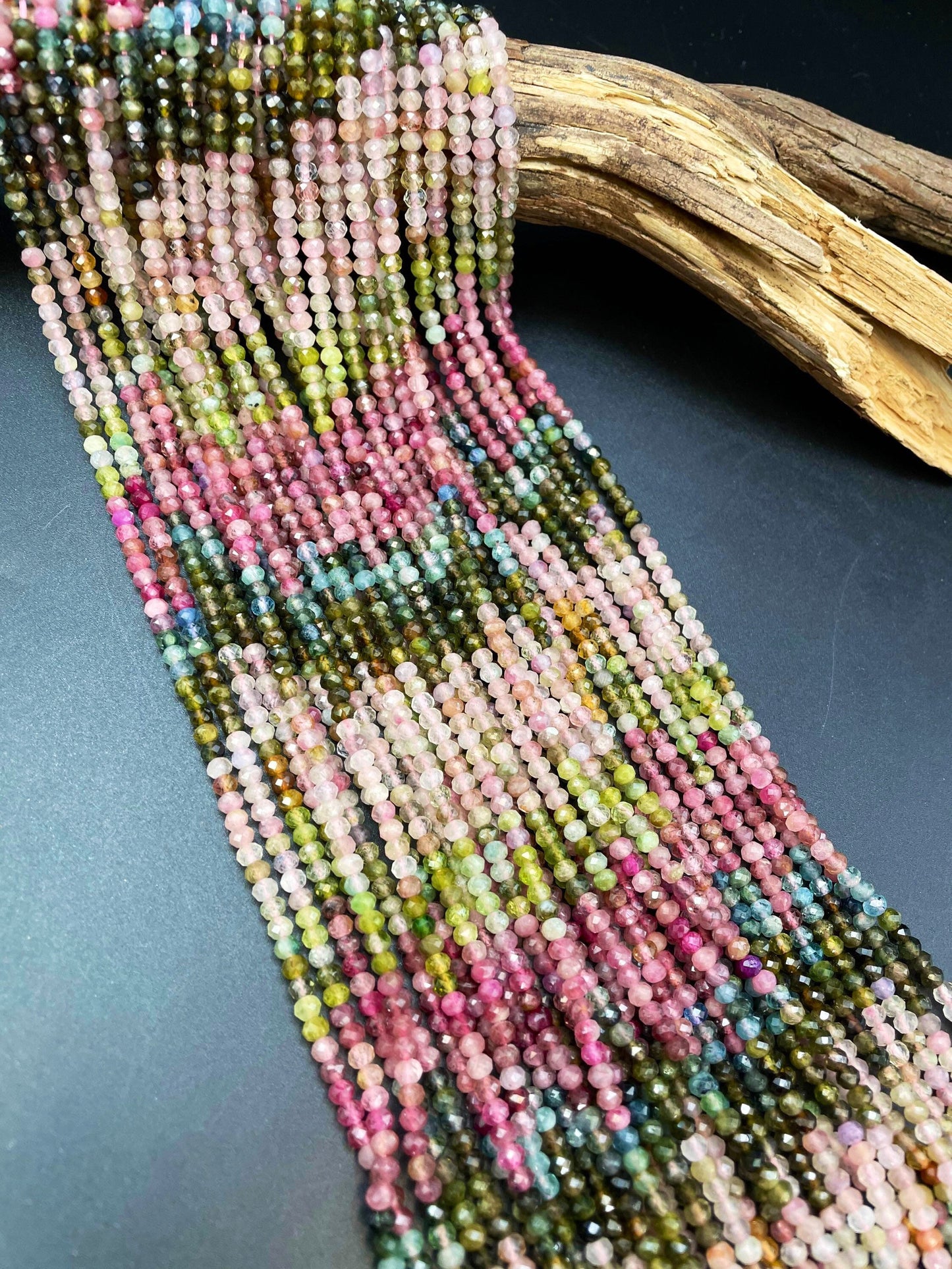 AAA Natural tourmaline gemstone bead. Faceted 3x4mm Rondelle Shape bead. Gorgeous natural multi color tourmaline gemstone bead. Full strand 15