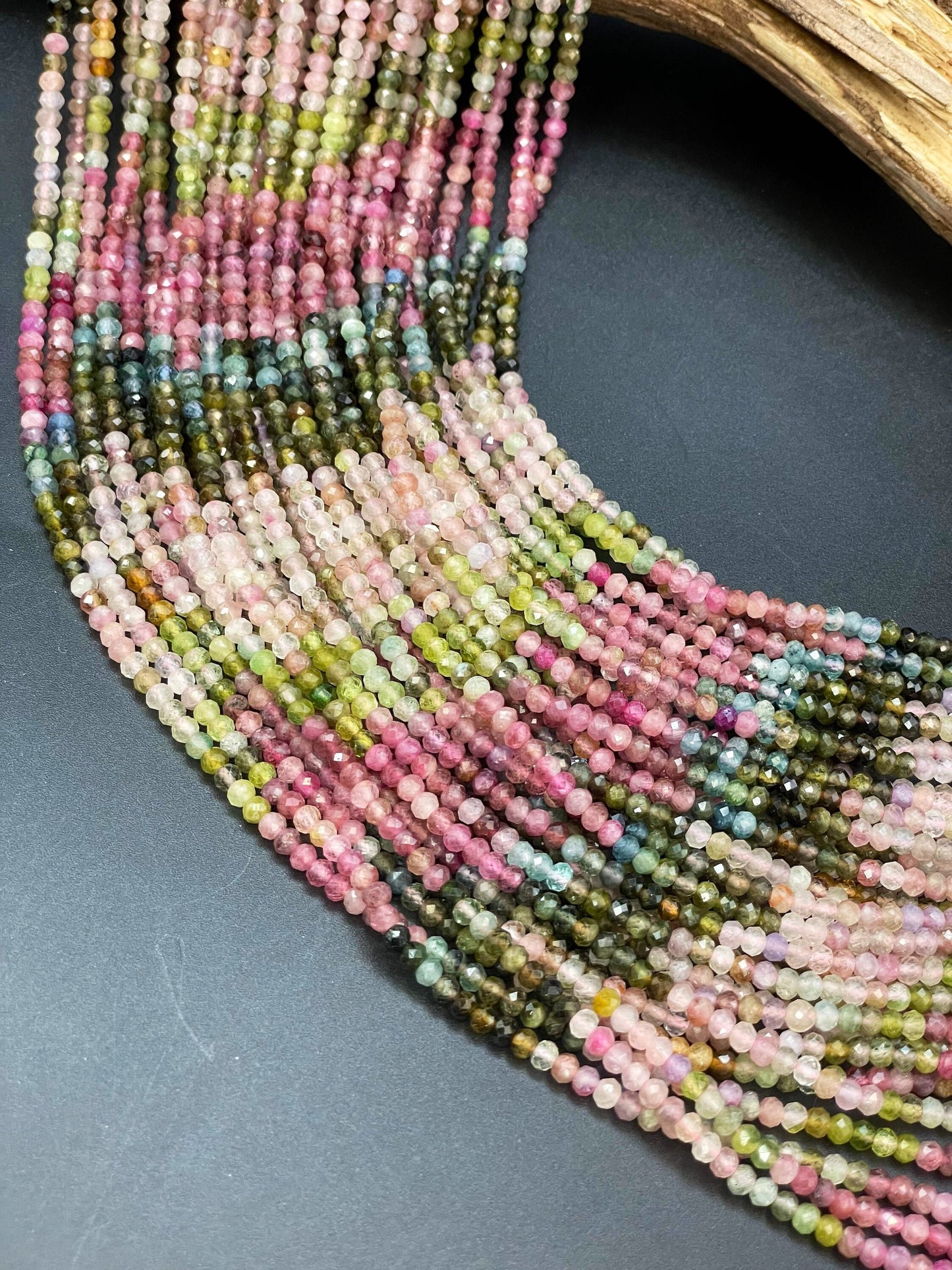 AAA Natural tourmaline gemstone bead. Faceted 3x4mm Rondelle Shape bead. Gorgeous natural multi color tourmaline gemstone bead. Full strand 15