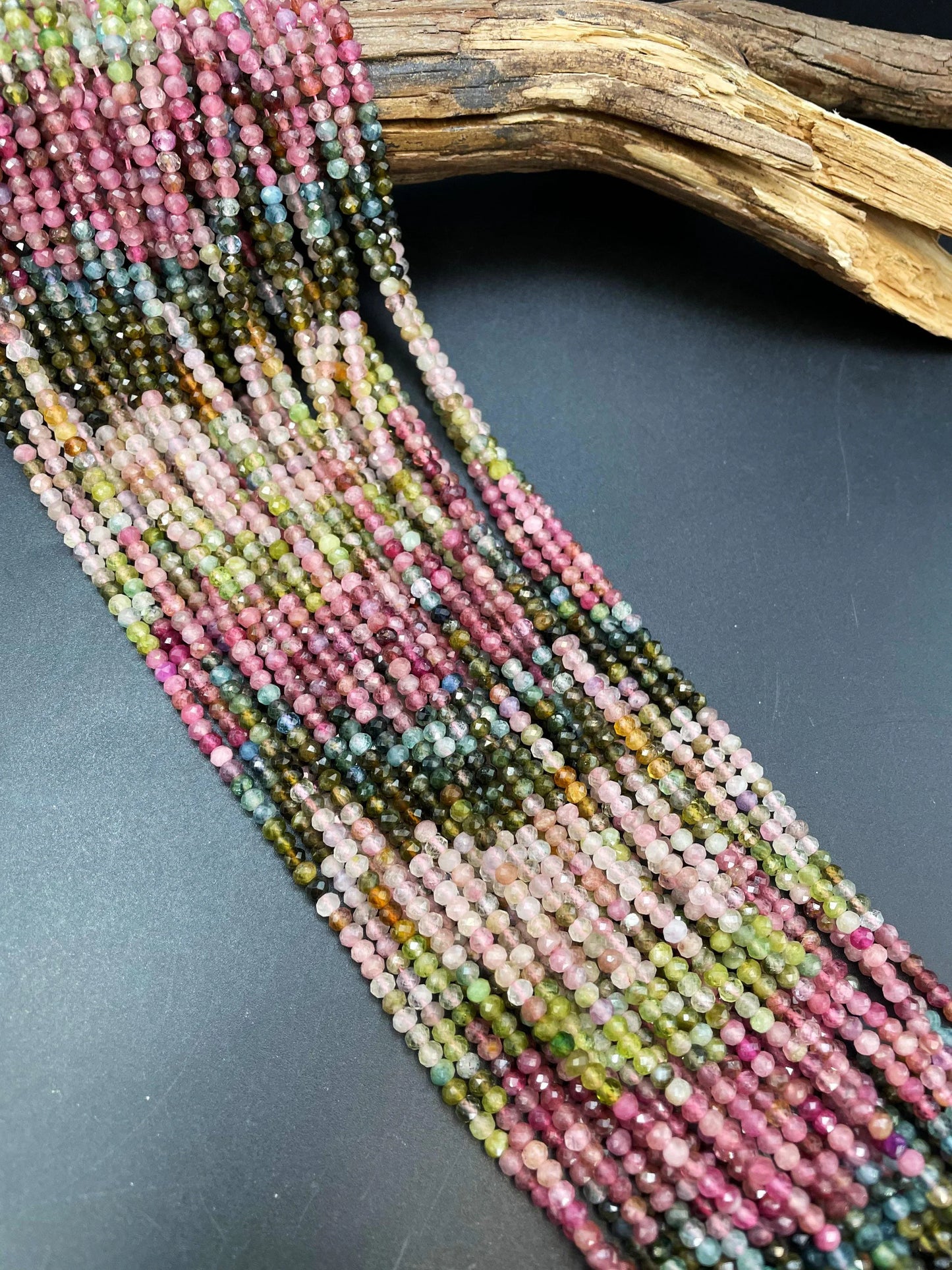 AAA Natural tourmaline gemstone bead. Faceted 3x4mm Rondelle Shape bead. Gorgeous natural multi color tourmaline gemstone bead. Full strand 15