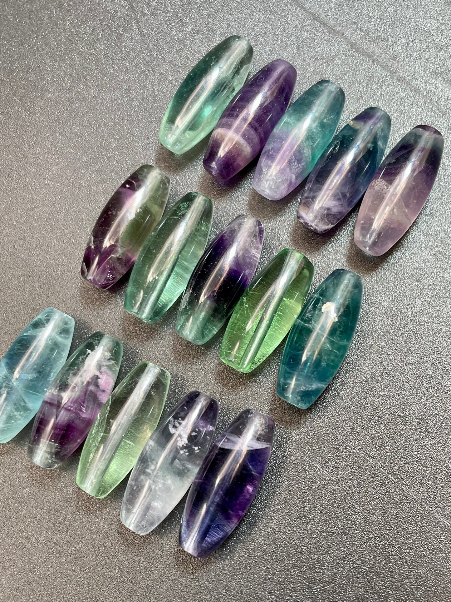 AAA Natural Fluorite Stone Bead 8x20mm Tube Barrel Shape. Gorgeous Green Purple Blue Natural Fluorite Bead. High Quality Gemstone Pendant!