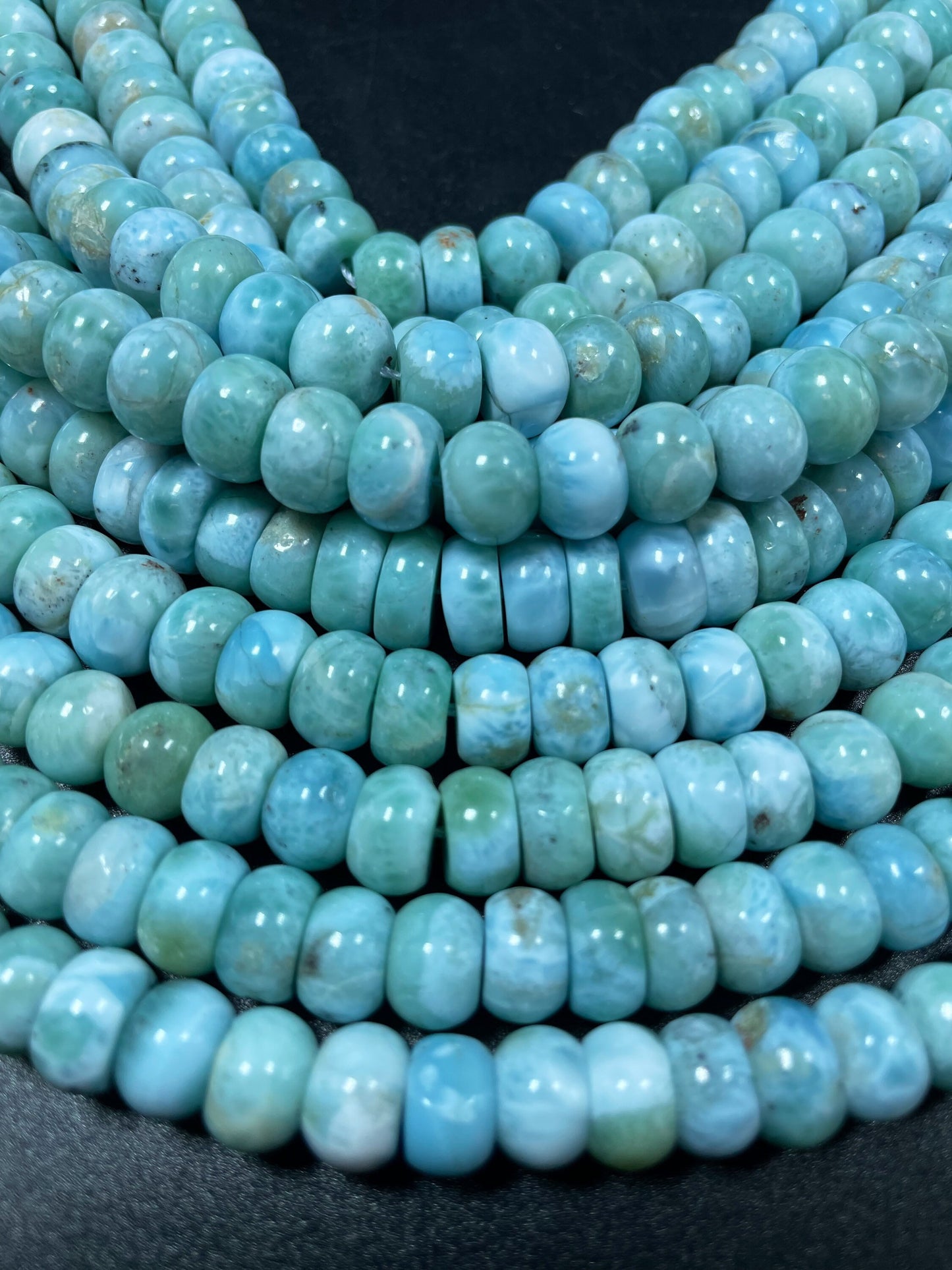 AA+ 100% Natural Larimar Gemstone Bead. 5x8mm 6x10mm Rondelle Shape. Gorgeous Natural Blue Larimar Gemstone Bead Loose Bead. High Quality.