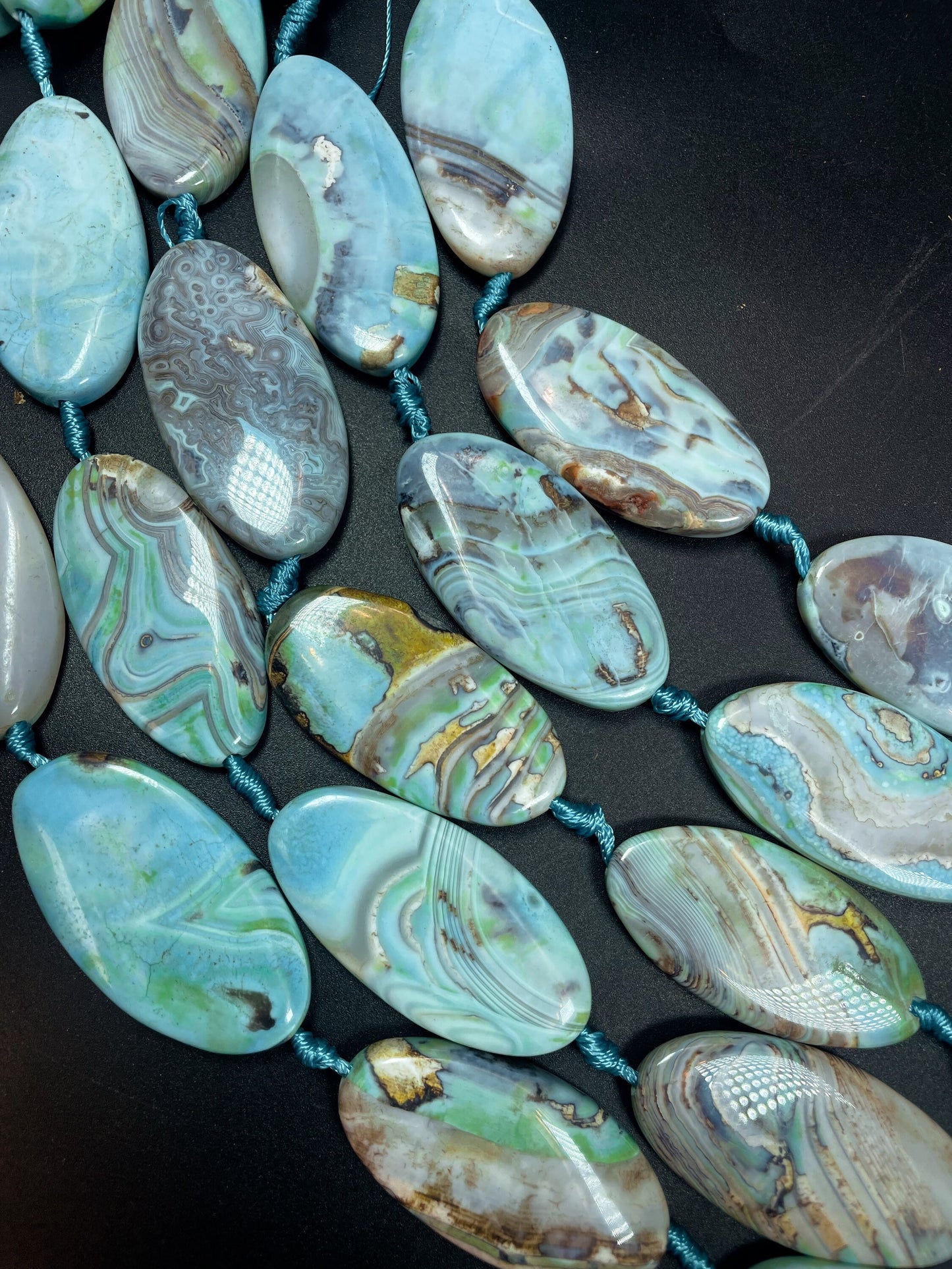 Natural Dragon Skin Agate Gemstone Bead. Gorgeous Unique Blue Brown Color Gemstone Bead. Loose Stone Bead. Full strand 15.5”