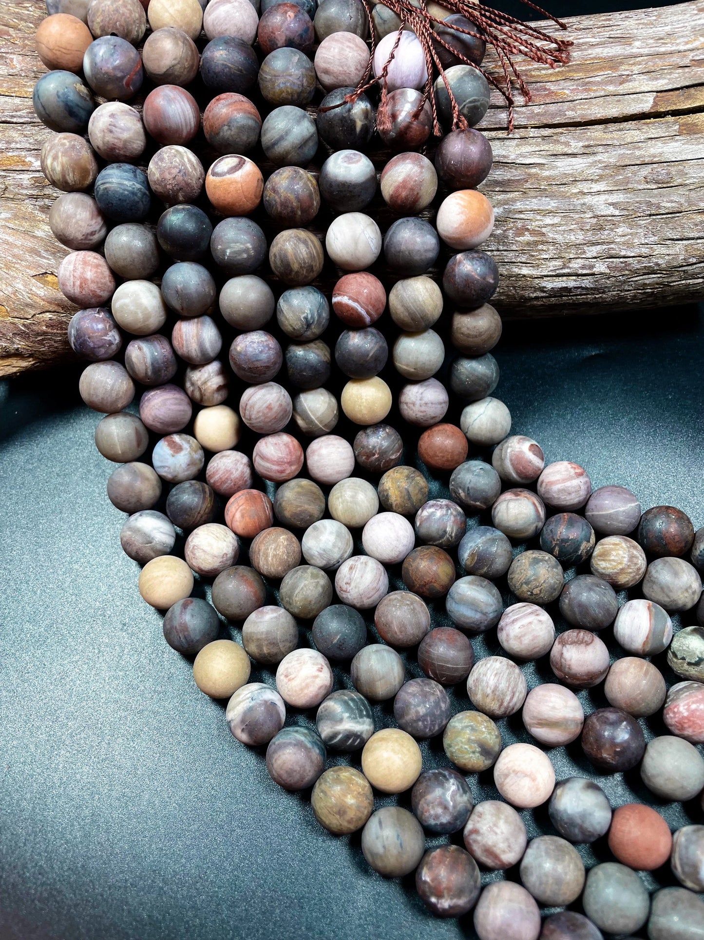 Natural brown petrified wood jasper. Gemstone bead. 6mm 8mm 10mm 12mm round bead. Loose stone bead. Full strand 15.5”
