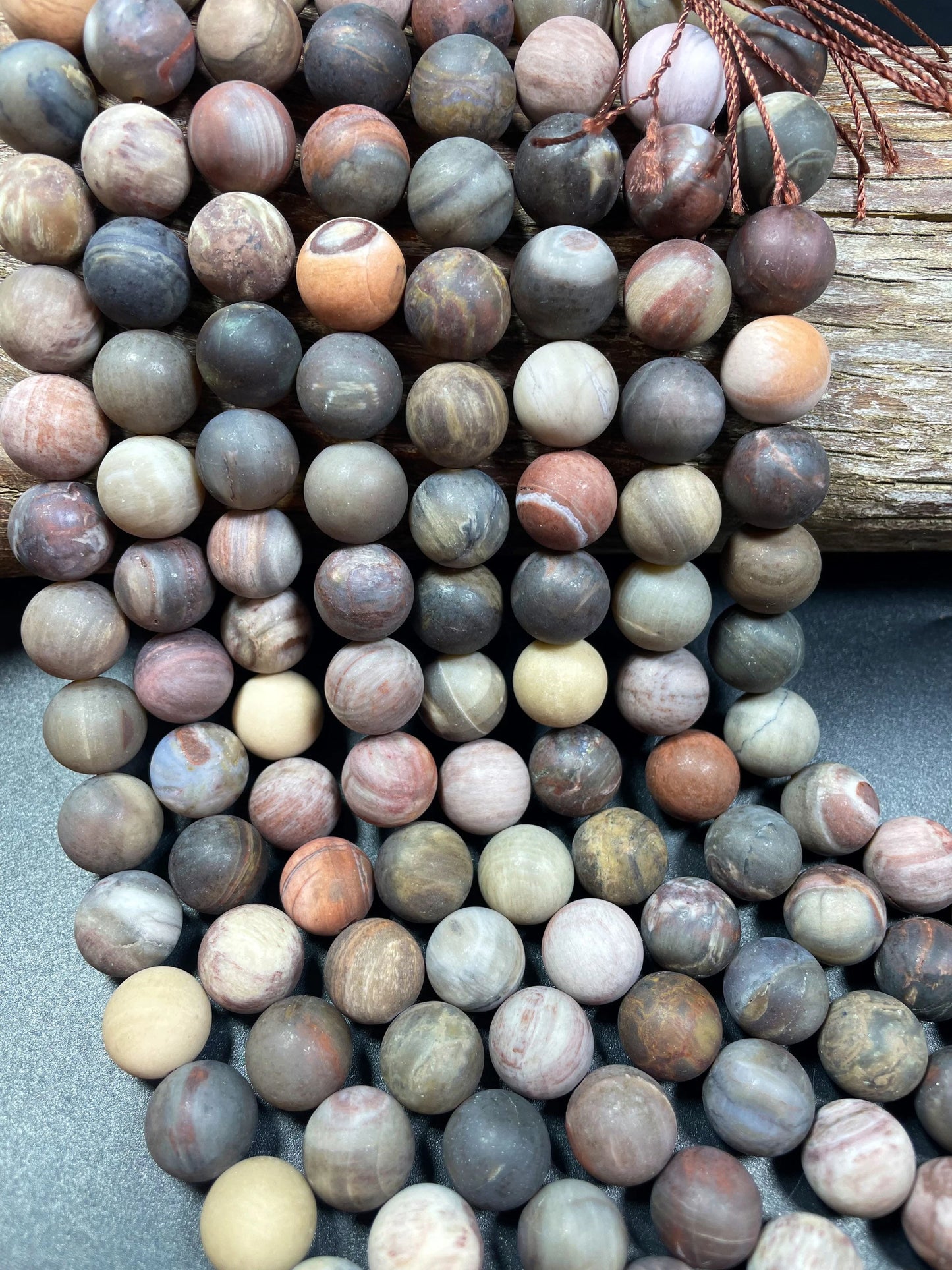 Natural brown petrified wood jasper. Gemstone bead. 6mm 8mm 10mm 12mm round bead. Loose stone bead. Full strand 15.5”