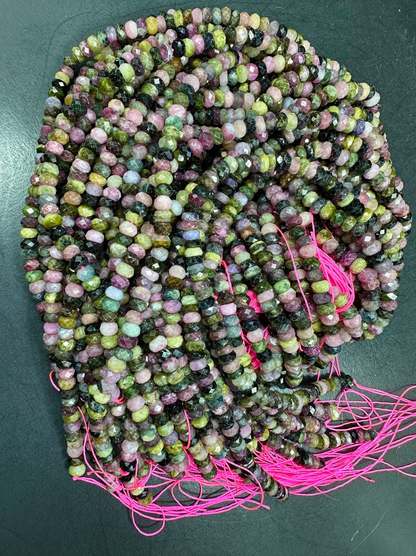 NATURAL Watermelon Tourmaline Gemstone Bead Faceted Rondelle Shape Beads. Gorgeous Multicolor Tourmaline Loose Beads Full Strand 15.5"