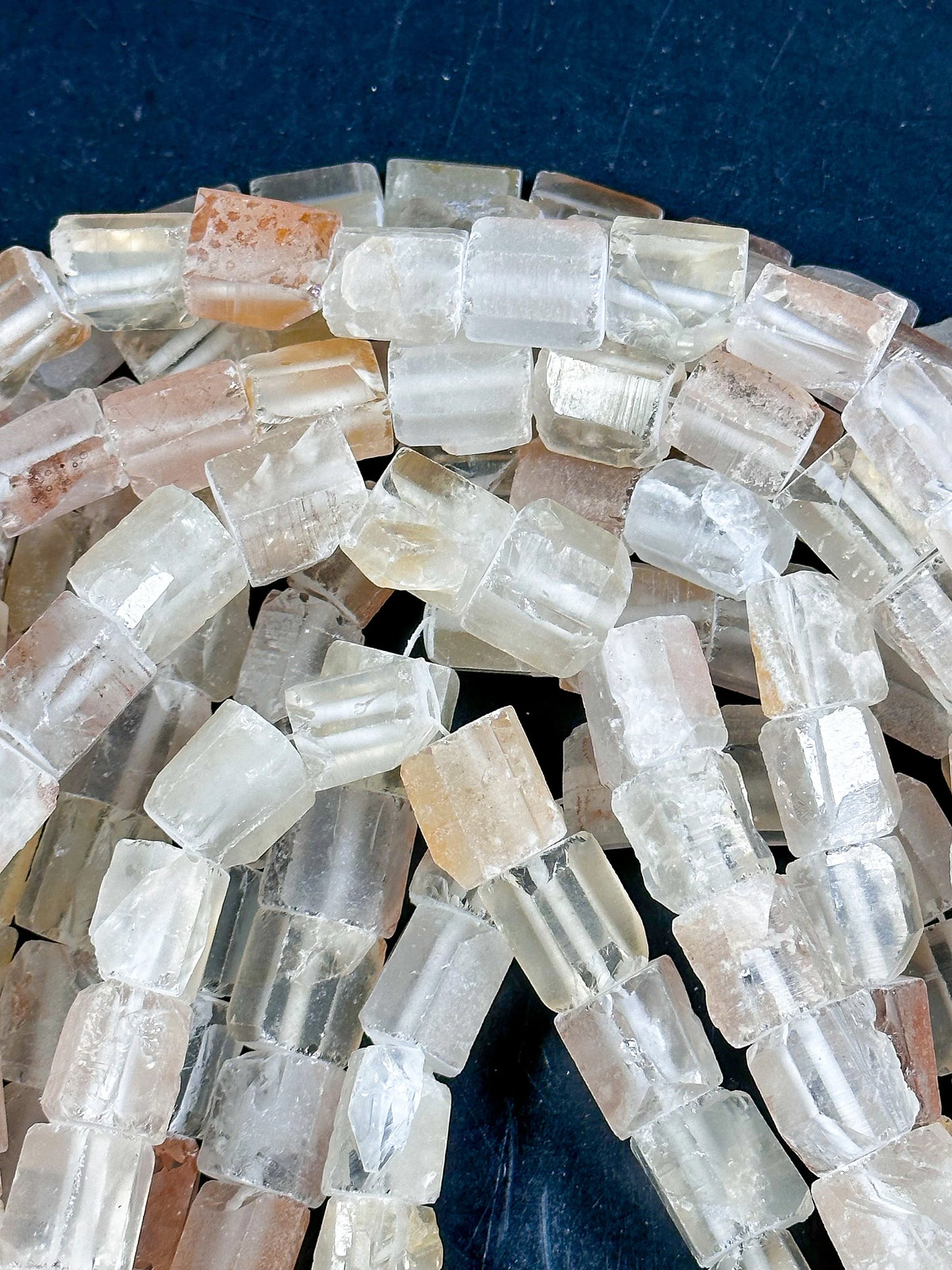 Natural Matte Rock Crystal Quartz Gemstone Bead 15-16mm Freeform Tube Shape, Beautiful Light Orange Salmon Color Beads Full Strand 15.5"