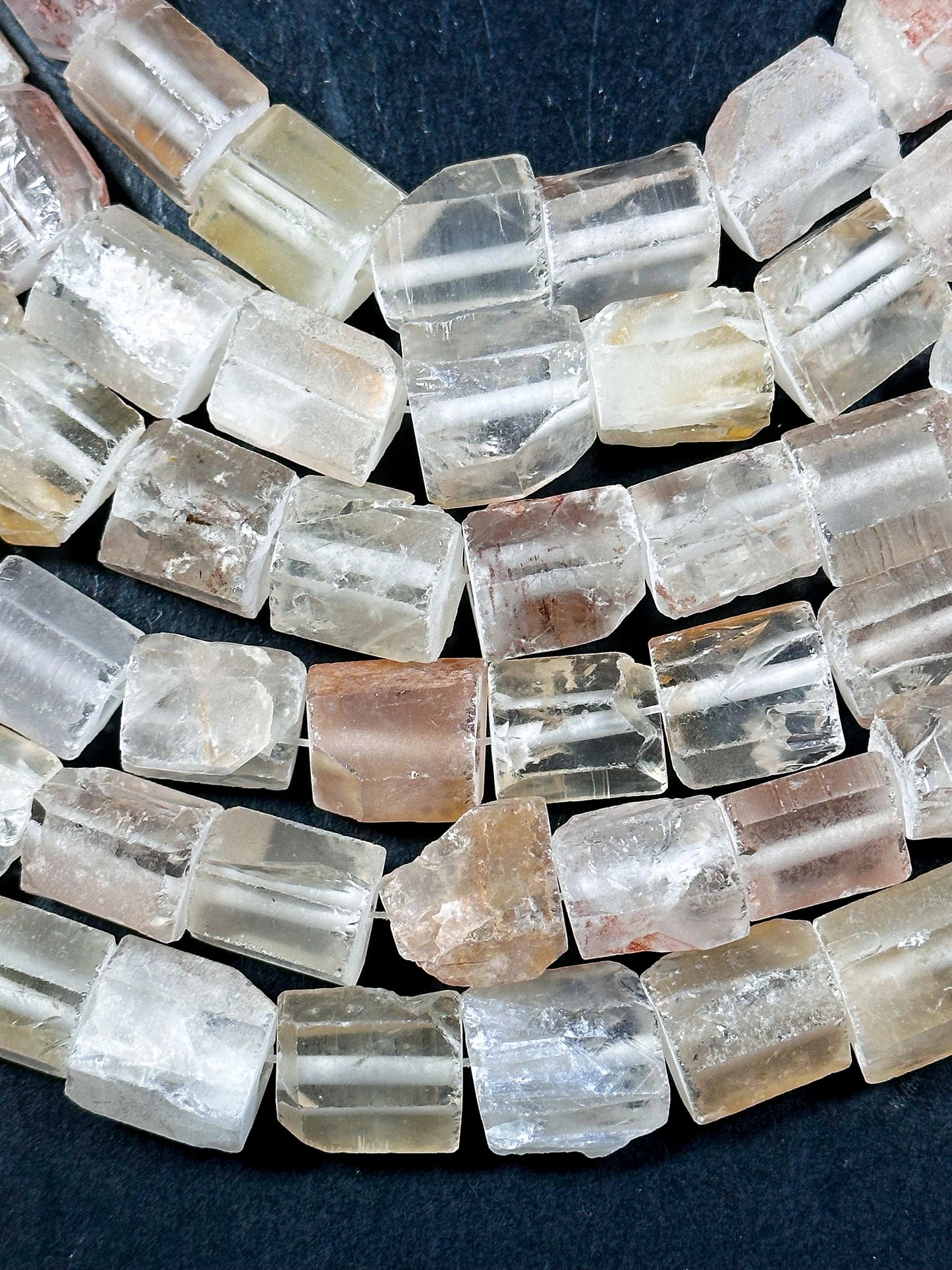 Natural Matte Rock Crystal Quartz Gemstone Bead 15-16mm Freeform Tube Shape, Beautiful Light Orange Salmon Color Beads Full Strand 15.5"