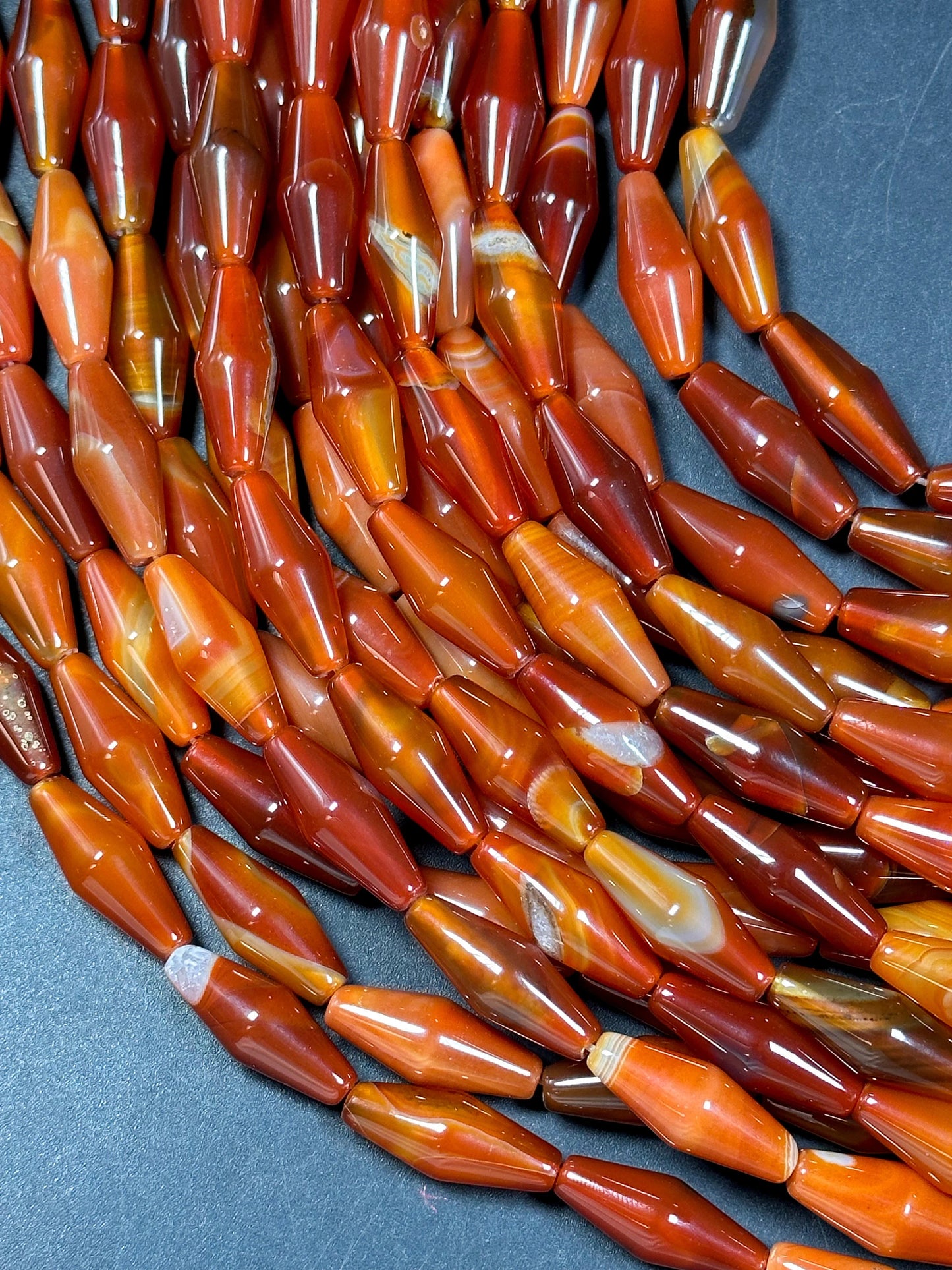 NATURAL Botswana Gemstone Bead Faceted 20x8mm Barrel Shape, Gorgeous Red Orange Color Botswana Agate Gemstone Bead Great Quality 15.5"