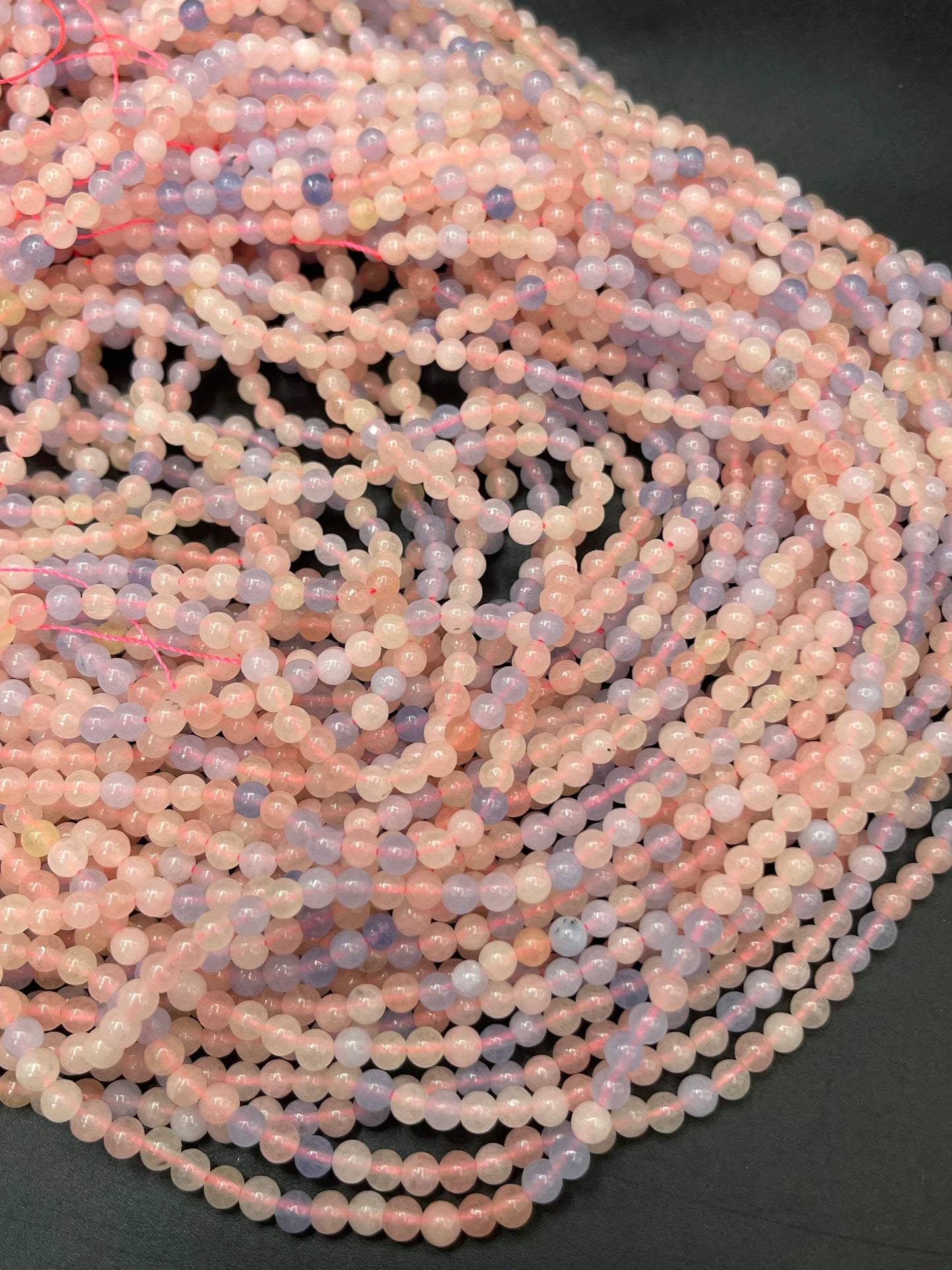 Natural morganite stone bead. 4mm round bead. Gorgeous natural pink color morganite gemstone bead. 15.5” strand