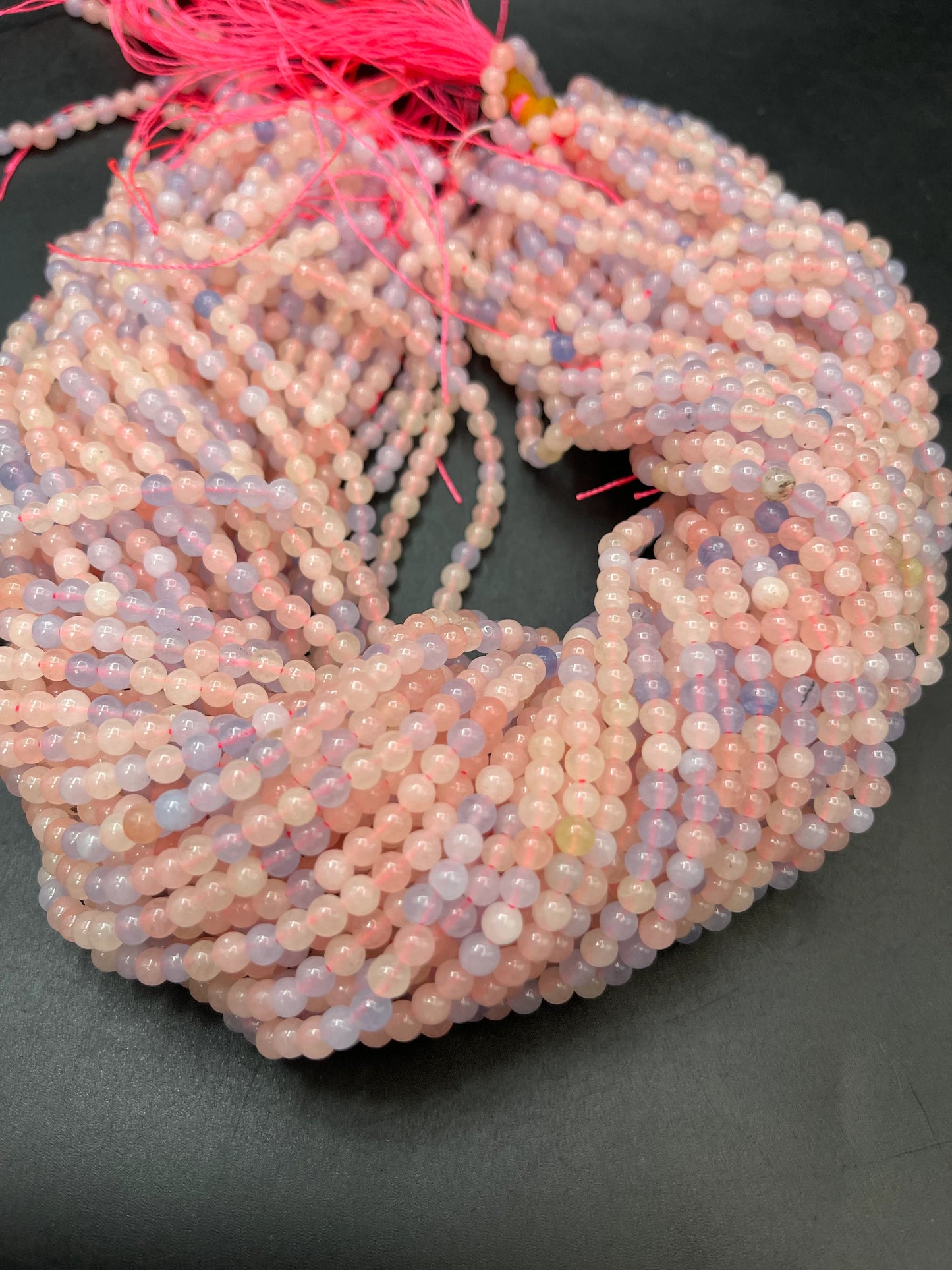 Natural morganite stone bead. 4mm round bead. Gorgeous natural pink color morganite gemstone bead. 15.5” strand