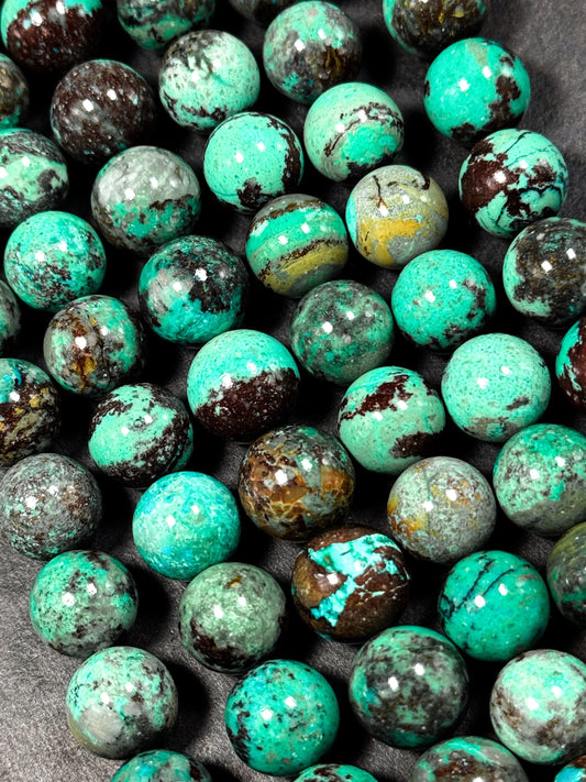 AA+ Natural turquoise gemstone bead . gorgeous Natural blue turquoise round beads .  excellent quality . full strands 15.5”