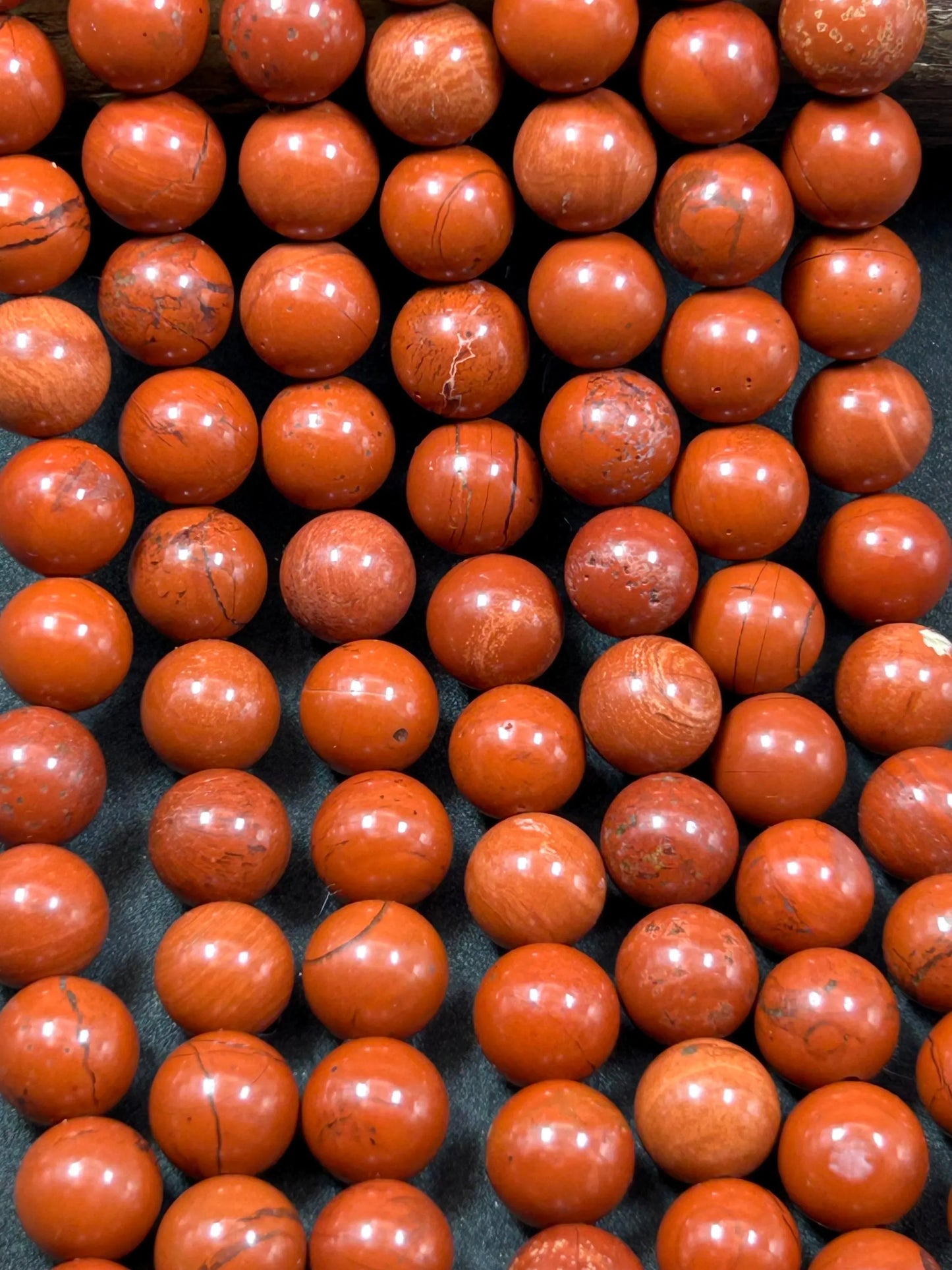 Beautiful Red Jasper Bead. 4mm 6mm 10mm 12mm Round Bead. Beautiful Red with a dash black Color Jasper. High Quality Beads! 15.5" Strand.