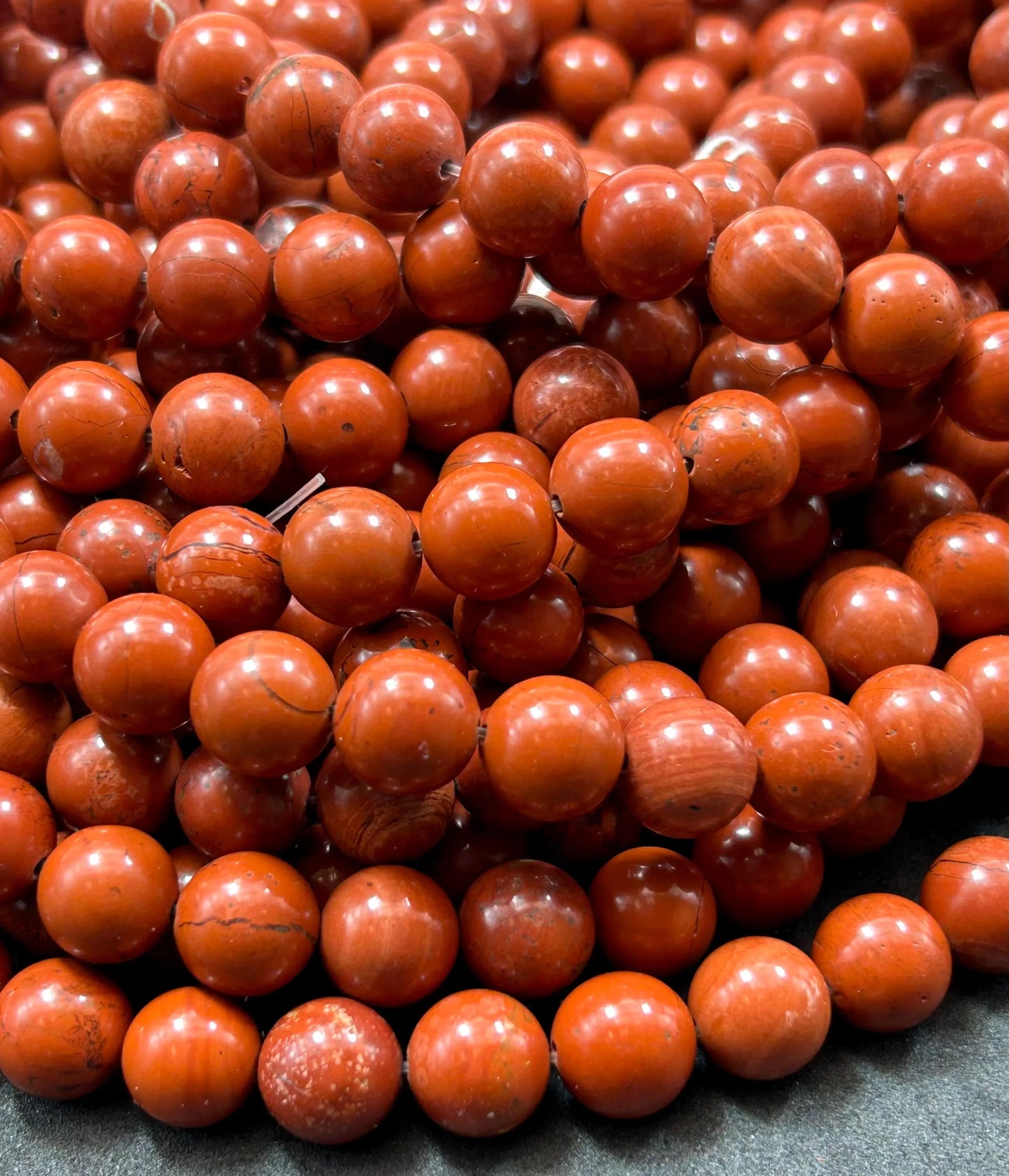 Beautiful Red Jasper Bead. 4mm 6mm 10mm 12mm Round Bead. Beautiful Red with a dash black Color Jasper. High Quality Beads! 15.5" Strand.