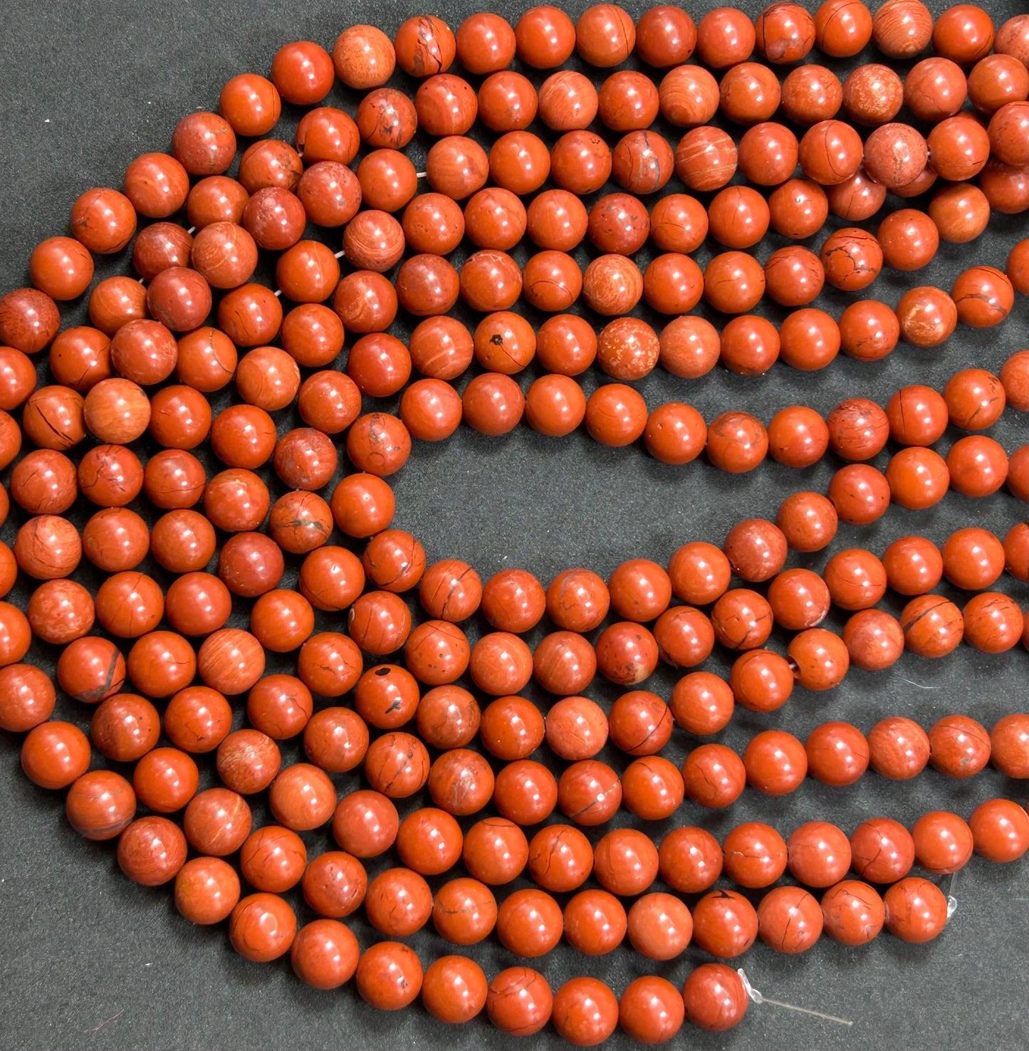 Beautiful Red Jasper Bead. 4mm 6mm 10mm 12mm Round Bead. Beautiful Red with a dash black Color Jasper. High Quality Beads! 15.5" Strand.