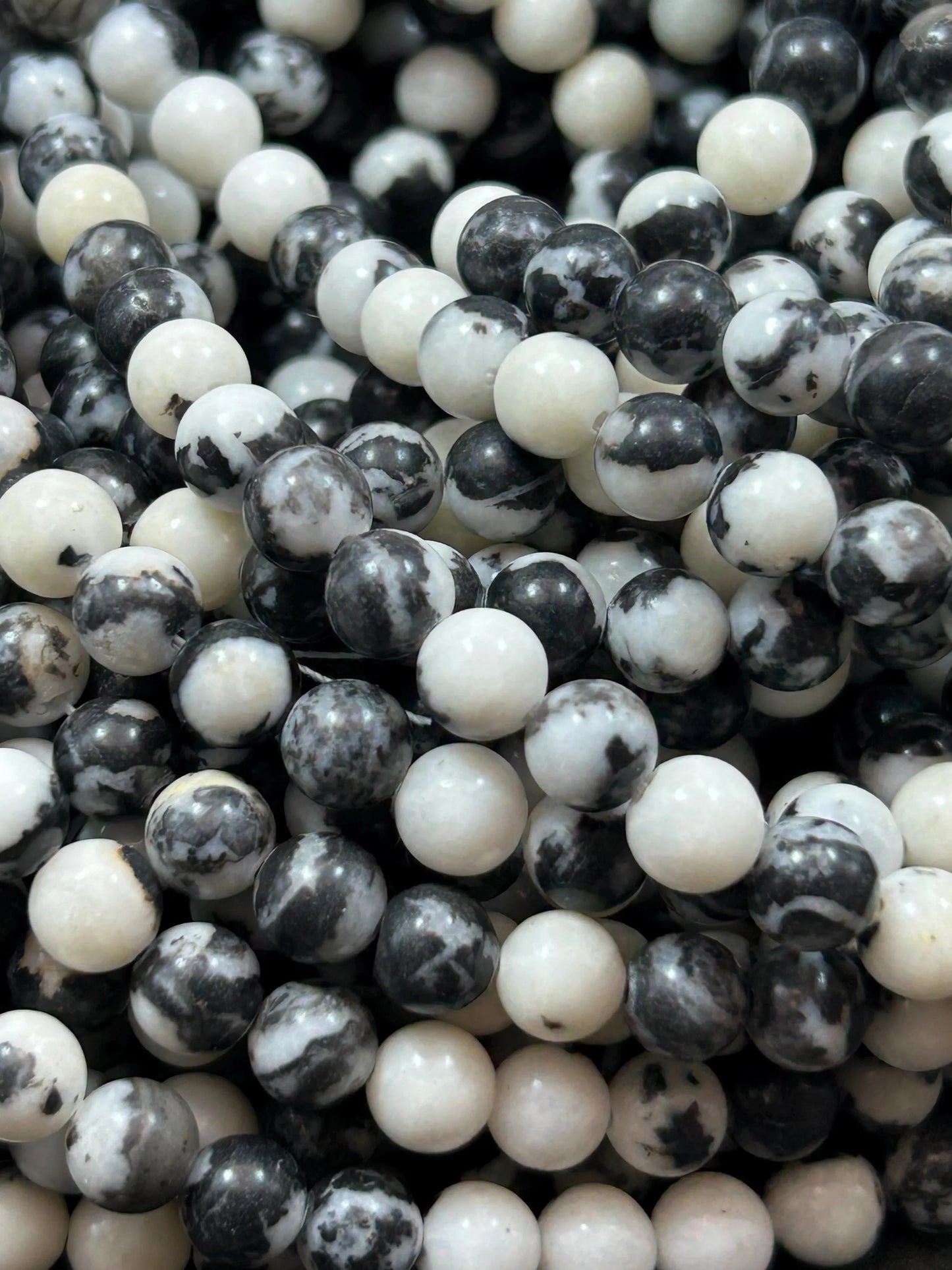 Beautiful Zebra Jasper Bead. 4mm 6mm 8mm 10mm 12mm Round Bead. Beautiful Black and white Color Jasper. High Quality Beads! 15.5" Strand.
