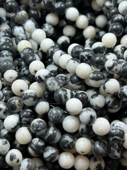 Beautiful Zebra Jasper Bead. 4mm 6mm 8mm 10mm 12mm Round Bead. Beautiful Black and white Color Jasper. High Quality Beads! 15.5" Strand.