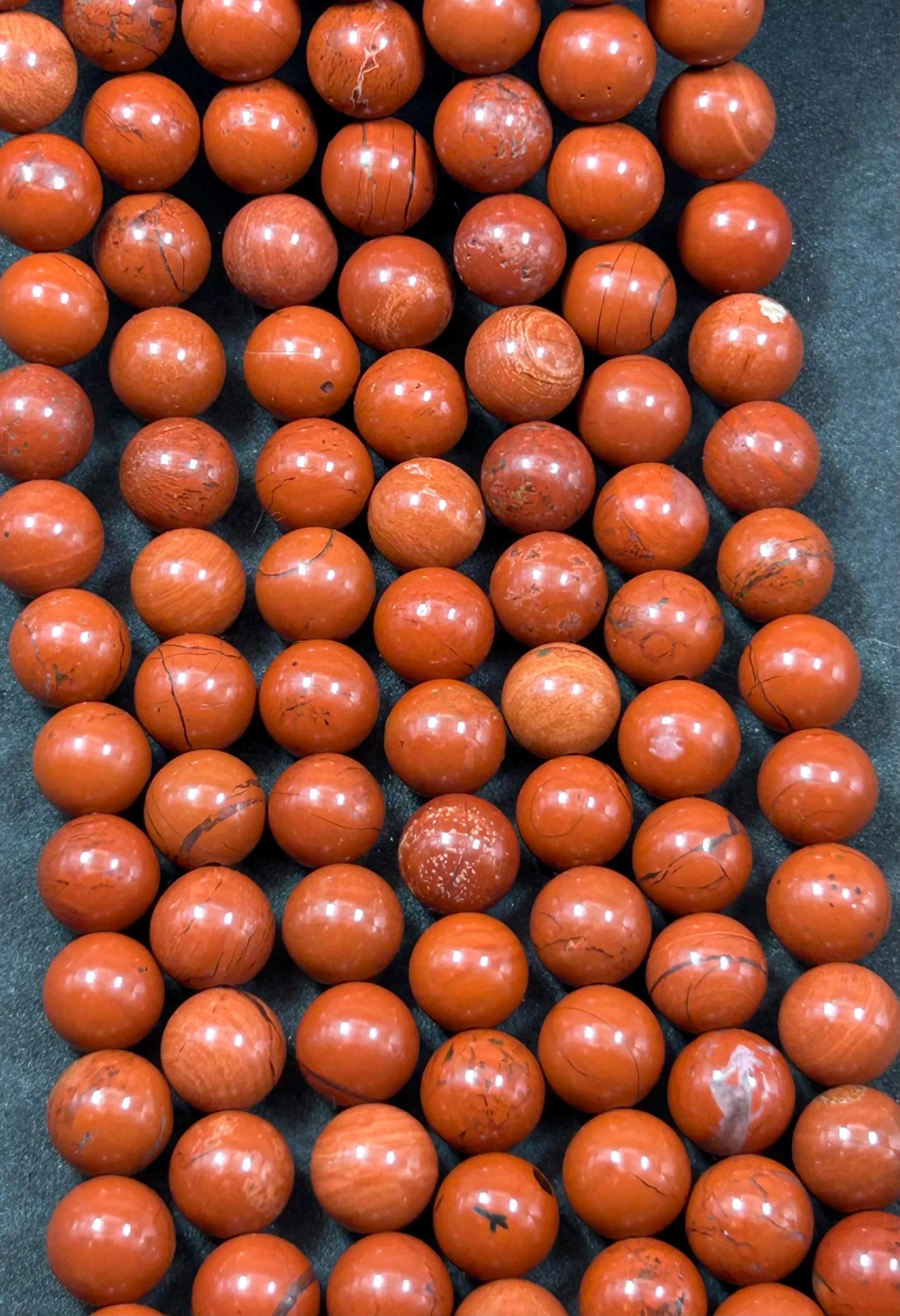 Beautiful Red Jasper Bead. 4mm 6mm 10mm 12mm Round Bead. Beautiful Red with a dash black Color Jasper. High Quality Beads! 15.5" Strand.