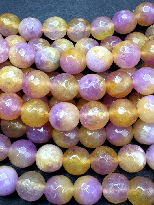 Natural multi color jade gemstone bead. round shape stone bead. unique purple gold color jade bead. excellent quality. full strand 15.5”