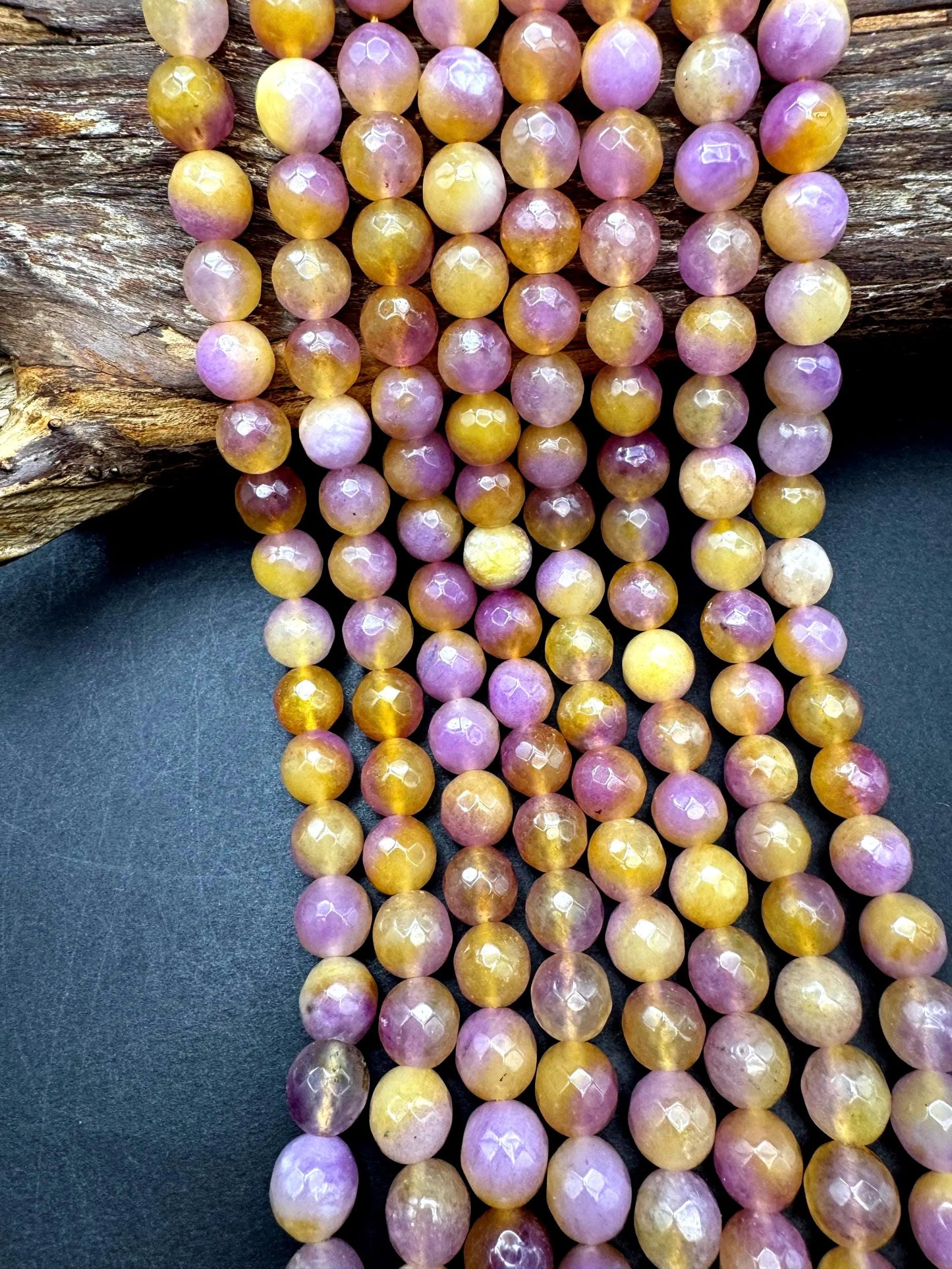 Natural multi color jade gemstone bead. round shape stone bead. unique purple gold color jade bead. excellent quality. full strand 15.5”