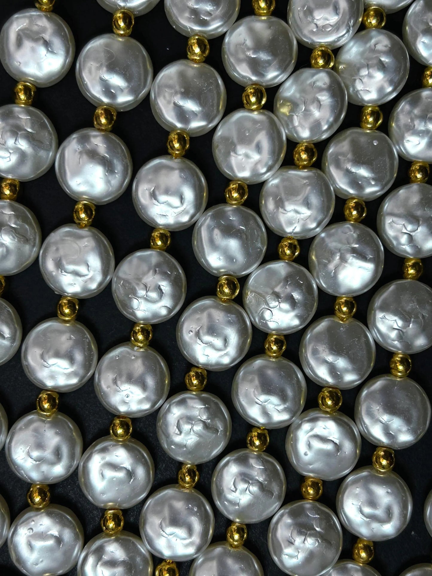 Chinese Swarovski Pearl Crystal Beads 14mm coin Bead, Beautiful White Swarovski Crystal Pearl 7.5"