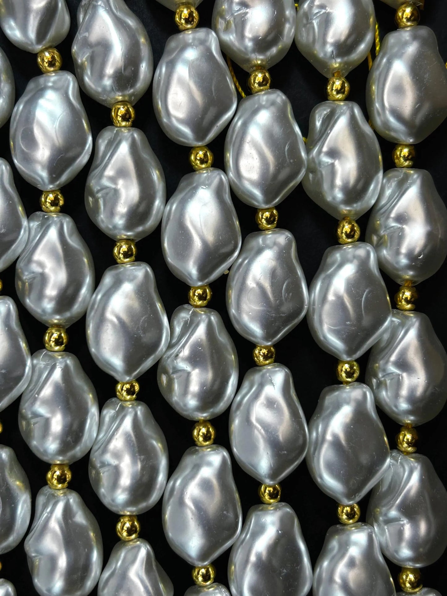 Chinese Swarovski Pearl Crystal Beads 13.5x9mm Baroque Bead, Beautiful White Swarovski Crystal Pearl 15.5"