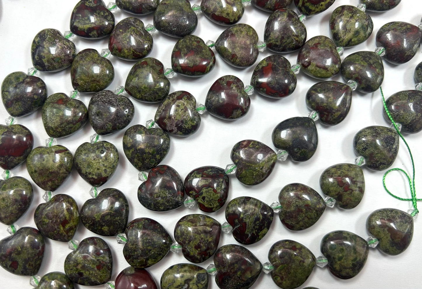 Natural Dragon Bloodstone Gemstone Bead 20mm Heart Shape Bead, Gorgeous Natural Red Dark Olive Green Color Bloodstone Bead Full Strand 15.5"