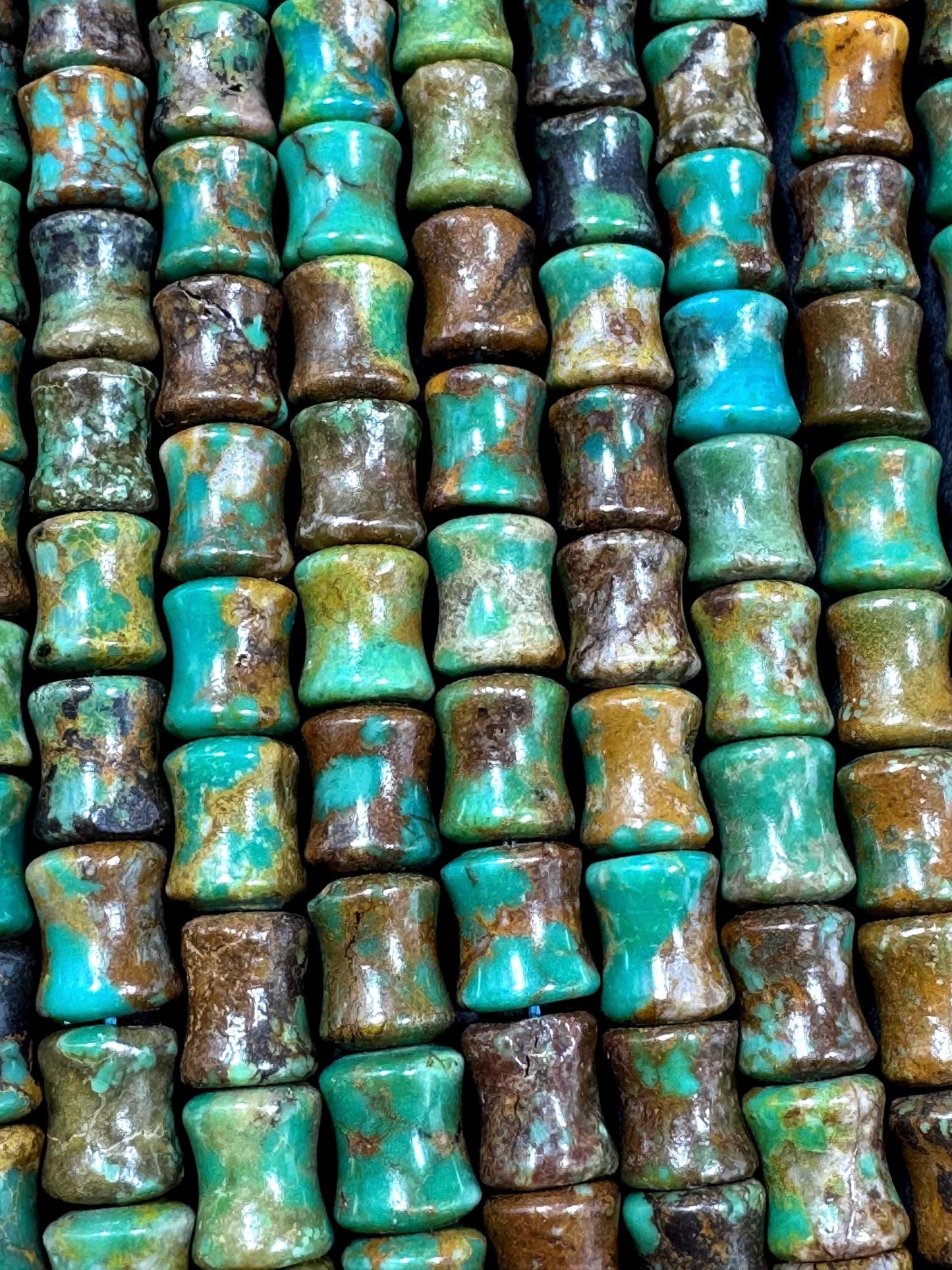 Natural turquoise gemstone bead . bamboo shape . gorgeous natural turquoise bead. unique shape. excellent quality. full strand 15.5”