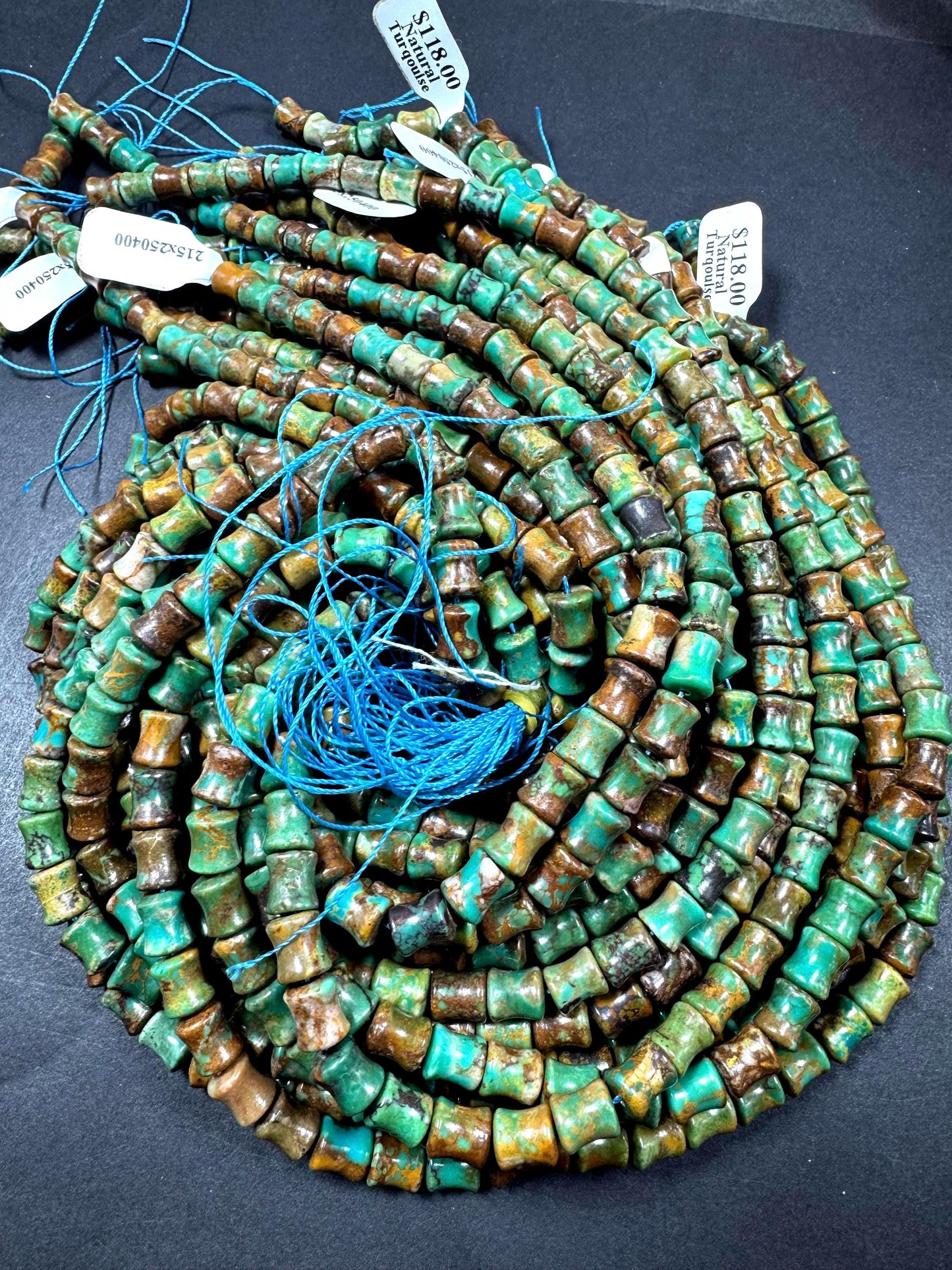Natural turquoise gemstone bead . bamboo shape . gorgeous natural turquoise bead. unique shape. excellent quality. full strand 15.5”