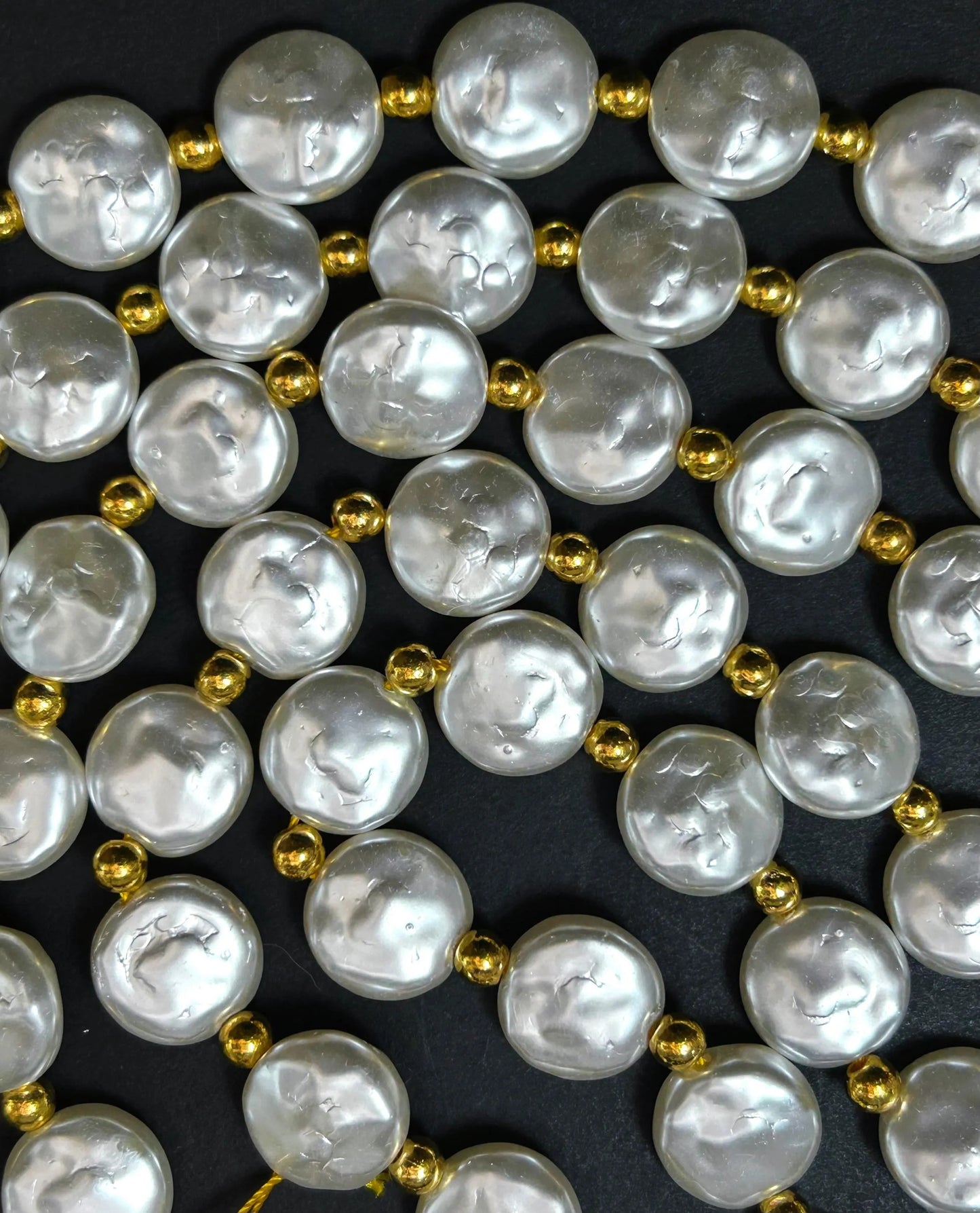 Chinese Swarovski Pearl Crystal Beads 14mm coin Bead, Beautiful White Swarovski Crystal Pearl 7.5"