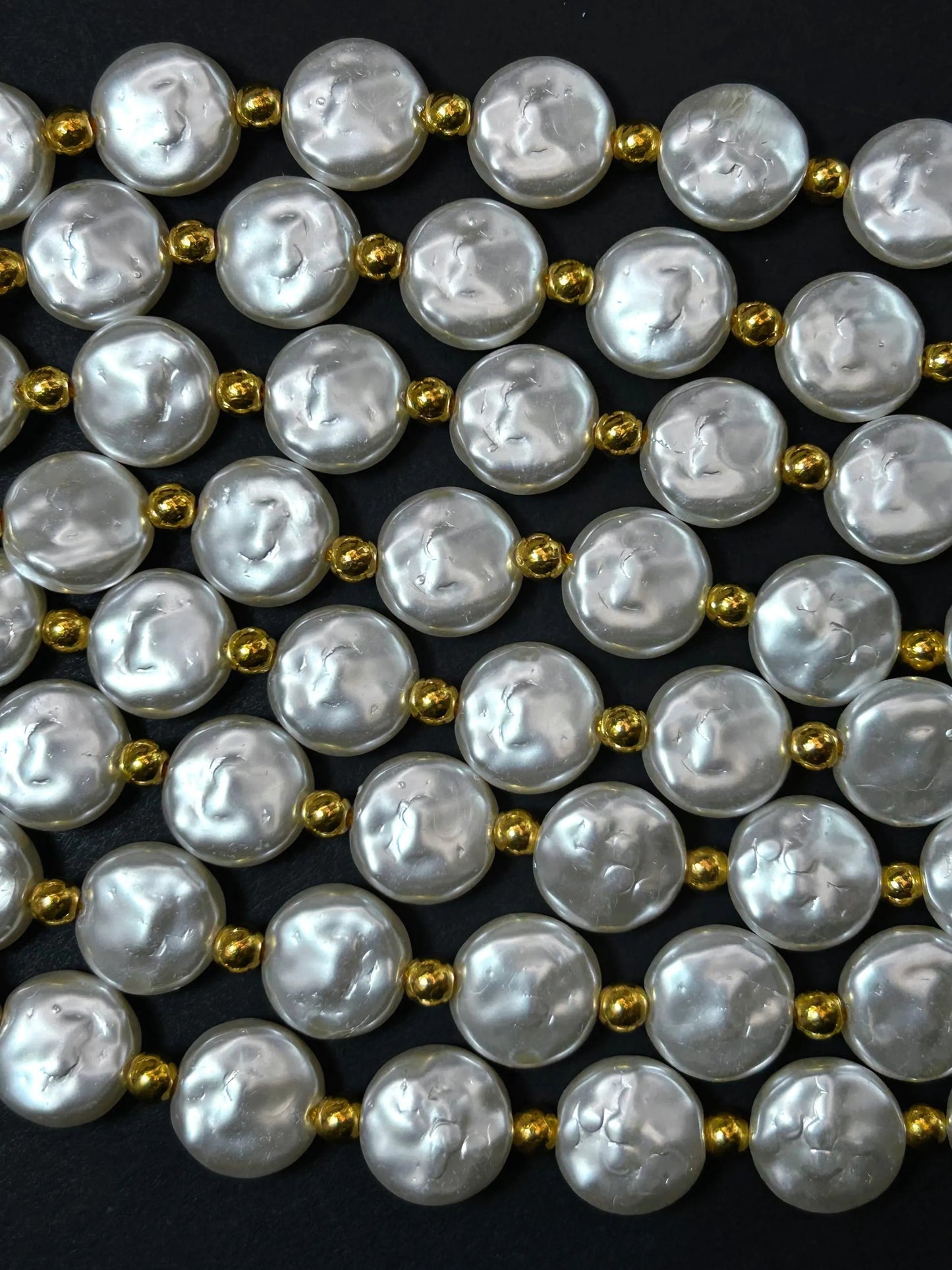 Chinese Swarovski Pearl Crystal Beads 14mm coin Bead, Beautiful White Swarovski Crystal Pearl 7.5"