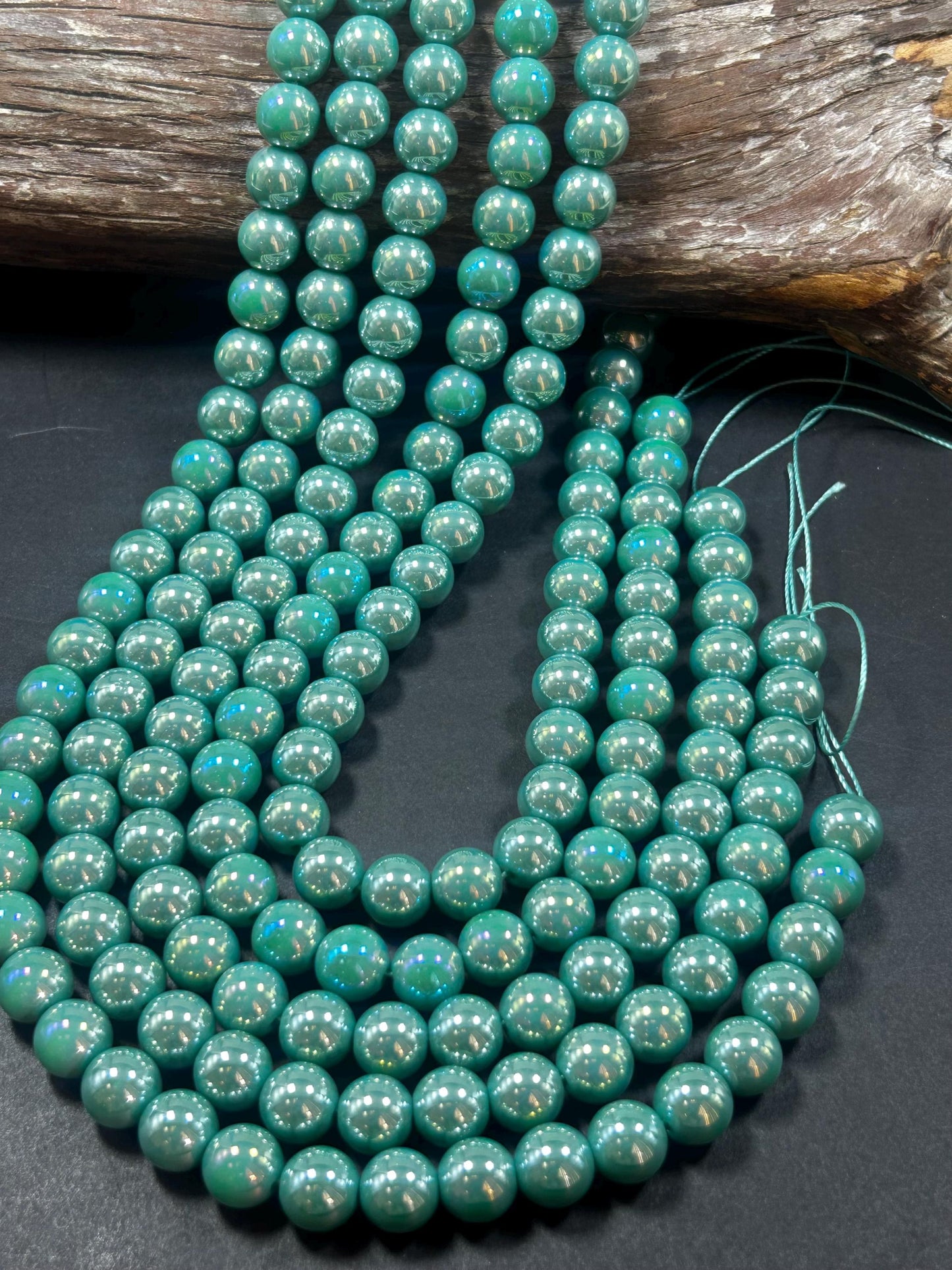 Beautiful Chinese crystal. Smooth Round shape bead. Gorgeous sea foam with iridescent rainbow colors, great quality crystal full strand