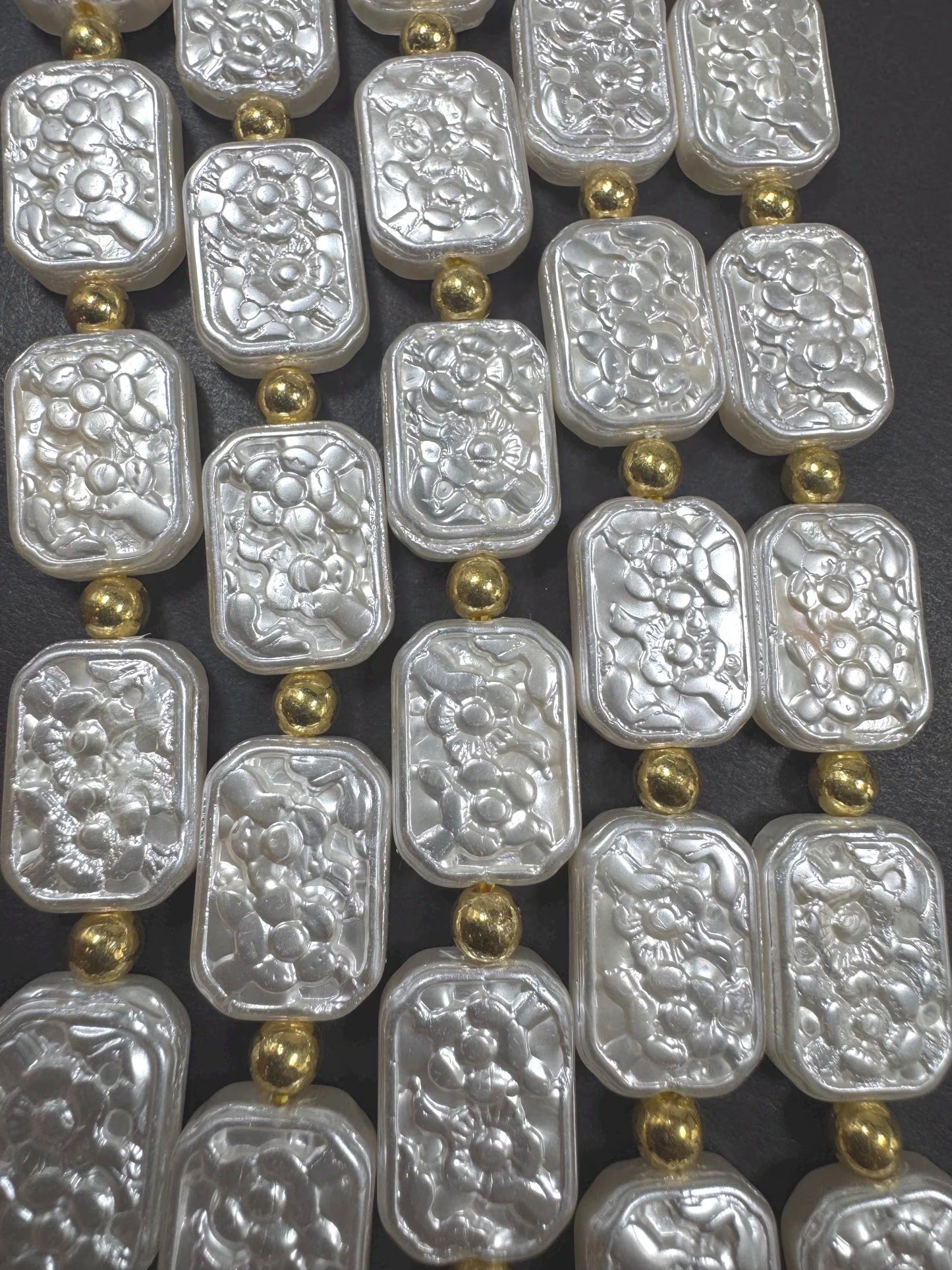 Gorgeous Chinese Swarovski Pearl Crystal Beads rectangle shape pearl Bead, Beautiful White pearl Swarovski Crystal Pearl Beads.