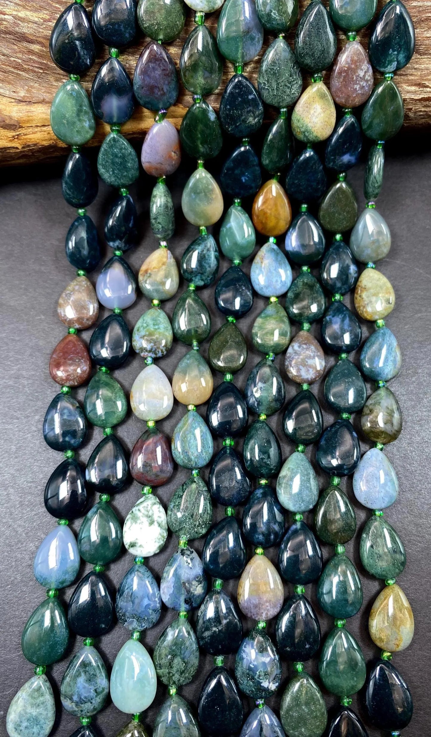 Natural Ocean Jasper Gemstone Bead 12x16mm Teardrop Shape Bead, Beautiful Natural Green Color Gemstone Beads, Full Strand 15.5"