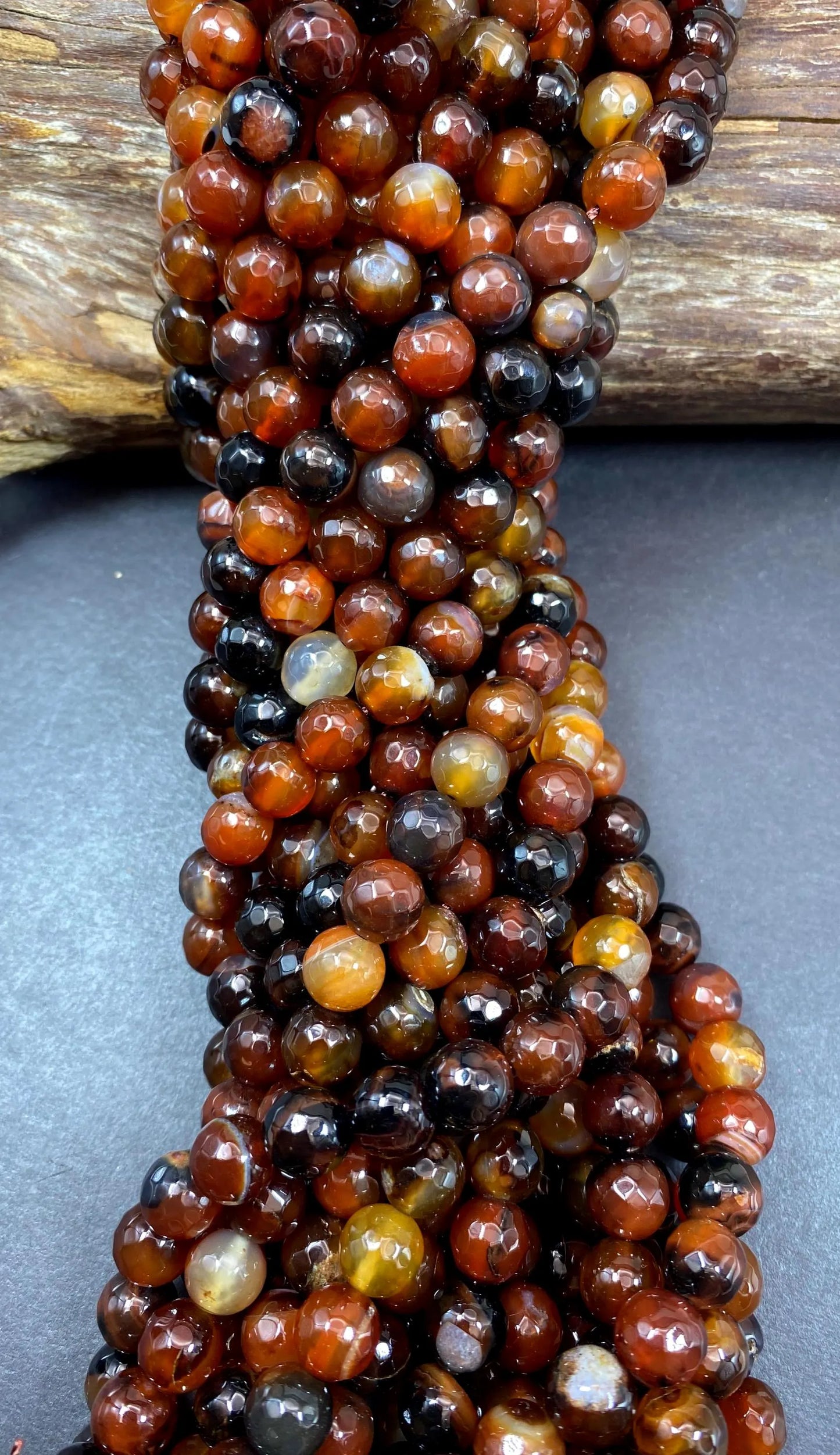 NATURAL Botswana Agate Gemstone Bead Faceted  7mm 10mm Round Beads, Beautiful Dark Brown Color Gemstone Bead Full Strand 15.5"