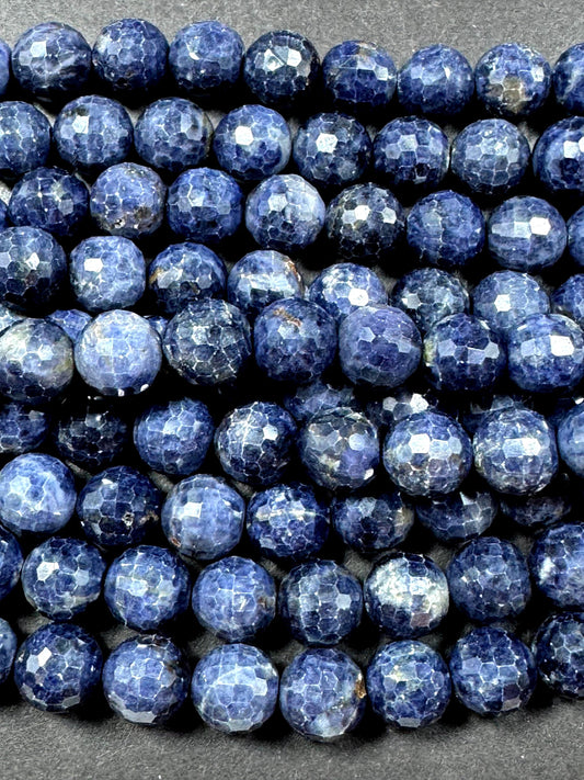 AA Natural  sapphire gemstone bead .faceted round bead . Beautiful natural blue sapphire gemstone bead . Excellent quality Full strand 15.5”