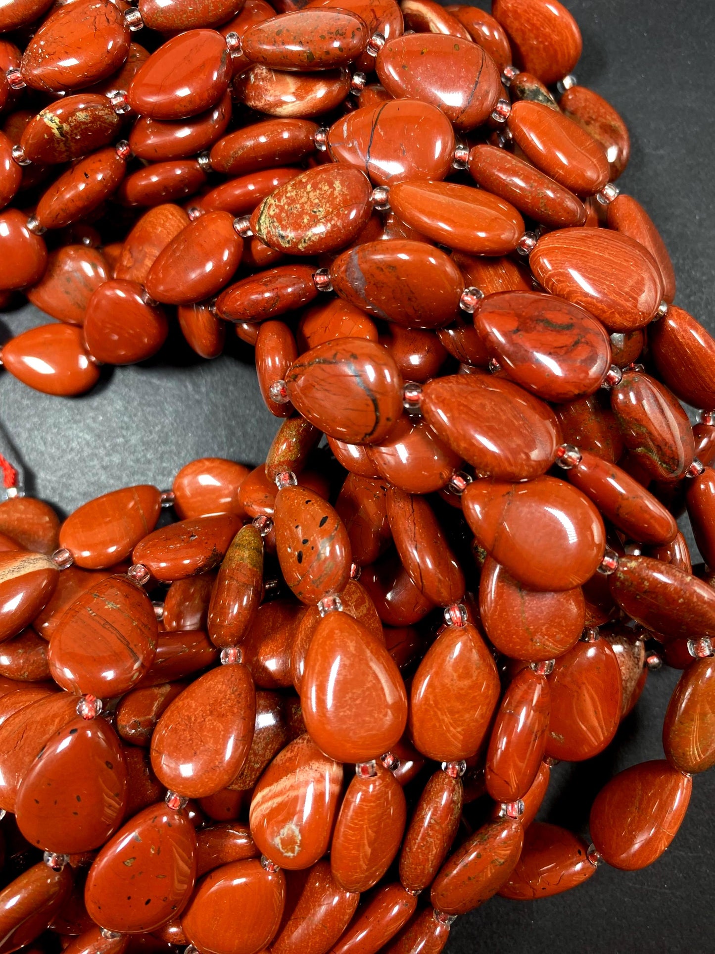 Natural Red Jasper Teardrop 13x17mm gemstone bead. Beautiful natural orange red beige color gemstone bead. FULL STRAND 15.5"