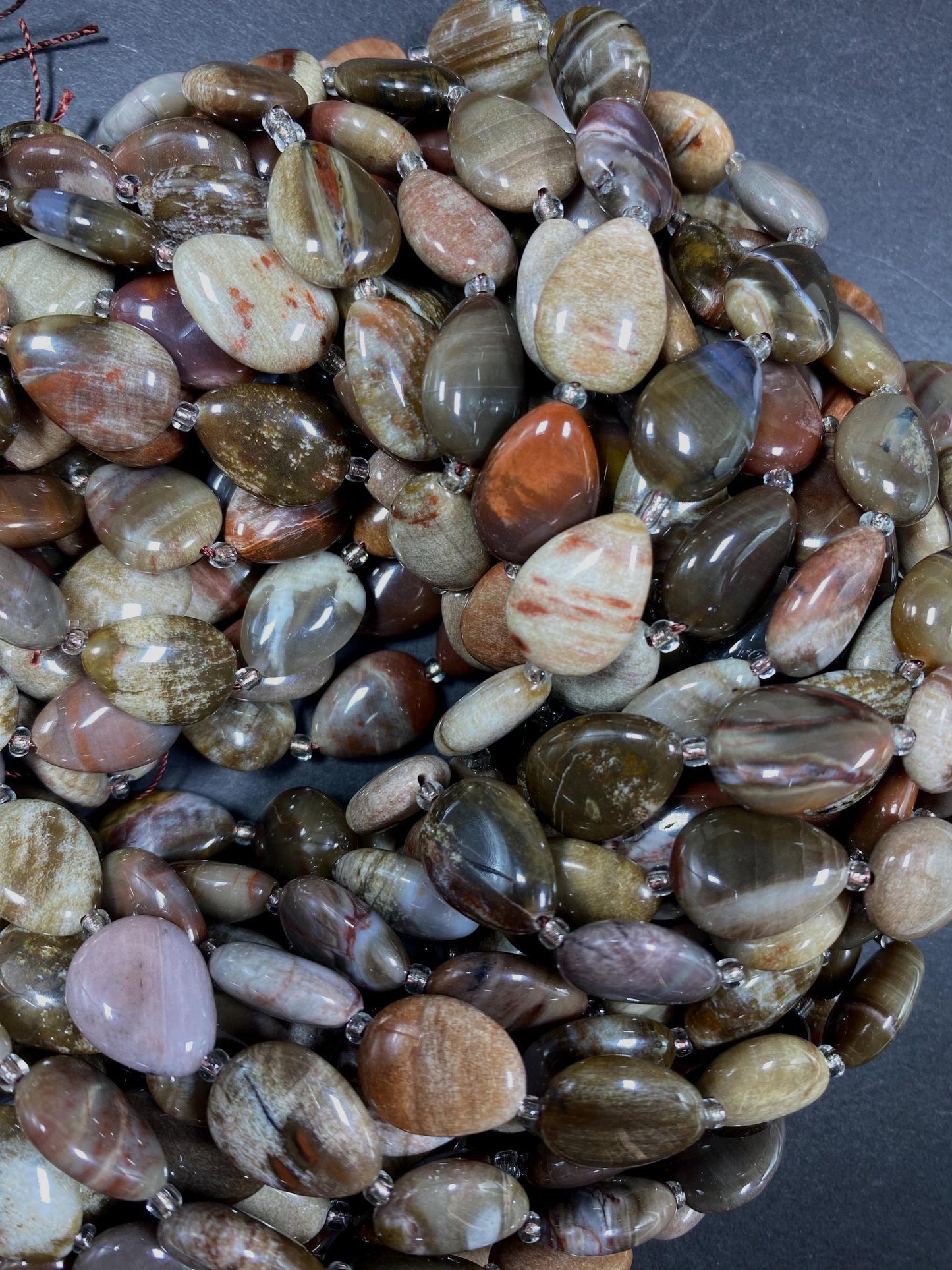 Black Moonstone Gemstone Bead 12x16mm Teardrop Shape Bead, Beautiful Natural Black with Brown Color Gemstone Beads, Full Strand 15.5"