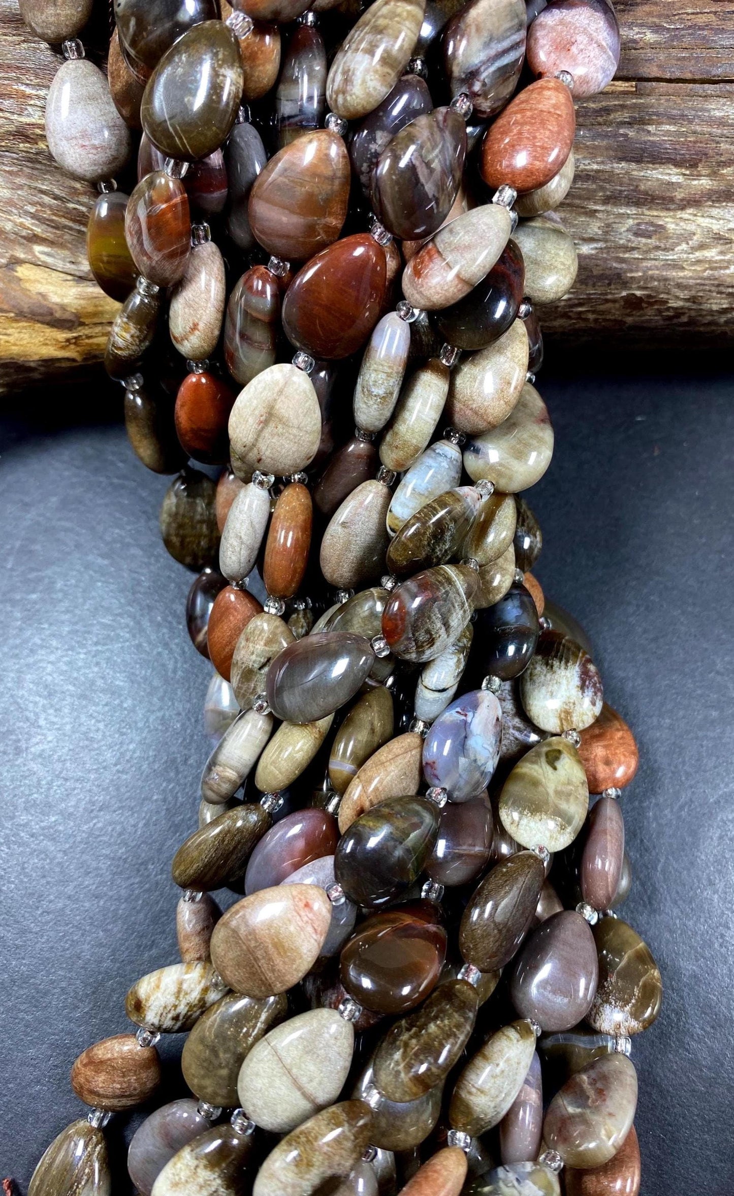 Black Moonstone Gemstone Bead 12x16mm Teardrop Shape Bead, Beautiful Natural Black with Brown Color Gemstone Beads, Full Strand 15.5"