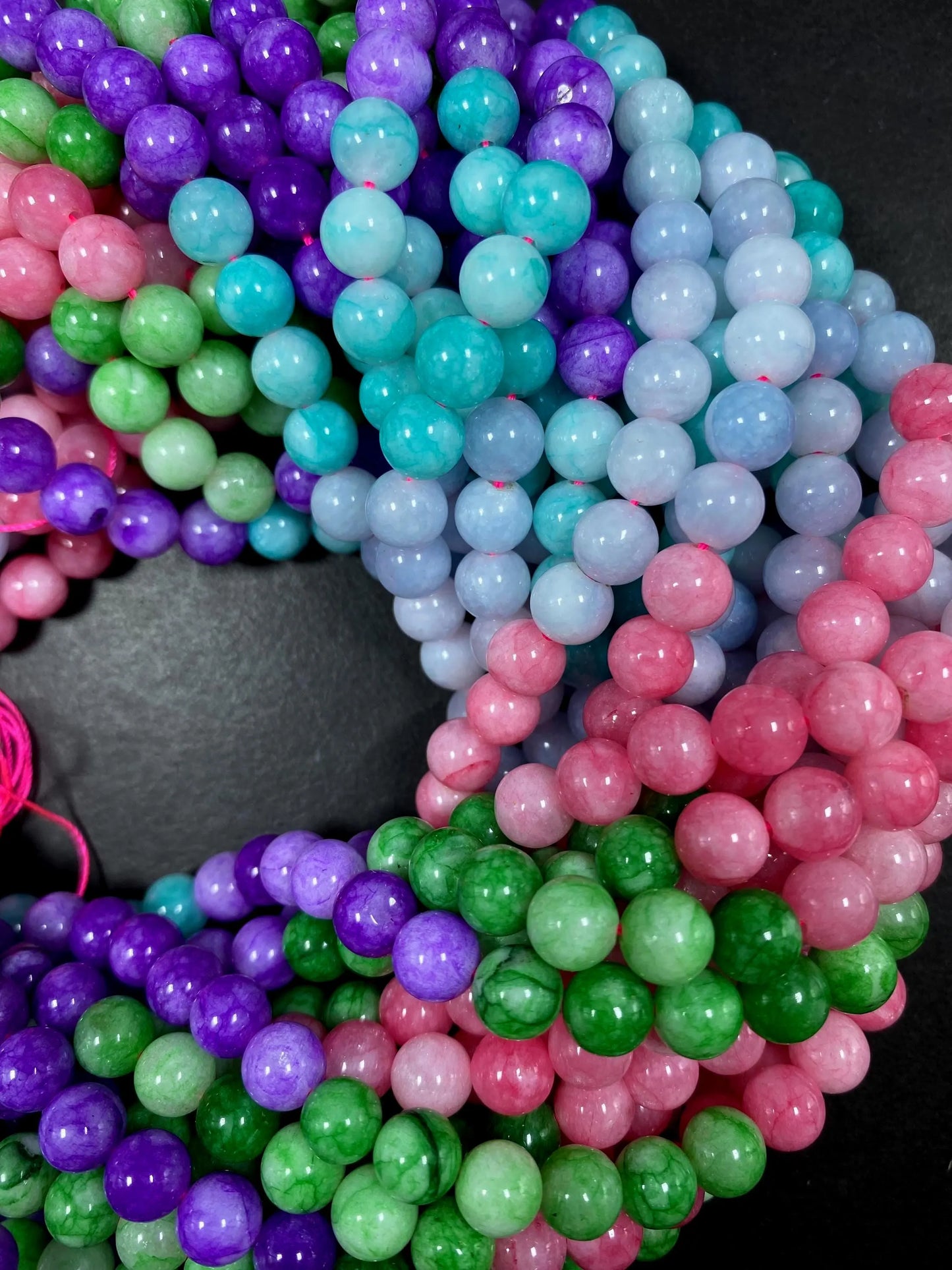 Multi-Color Jade Gemstone Bead, Gorgeous 8mm Round shape Jade Gemstone Beads, Great Quality Full Strand 15.5"