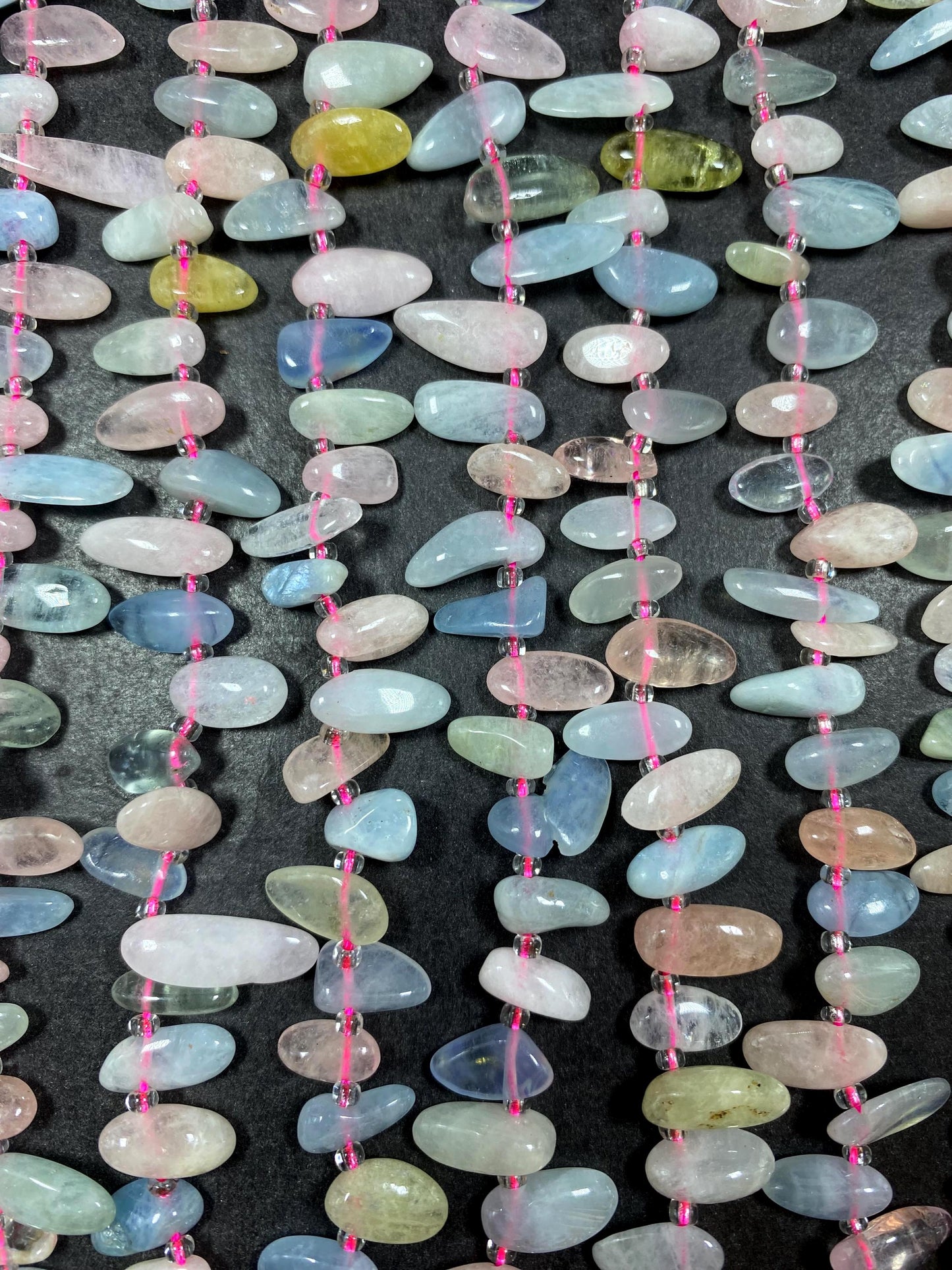 Morganite Gemstone Beads Stick or Tooth Shape, Beautiful Light Pink, Blue, Green Color Gemstone Beads, Full Strand 15.5"